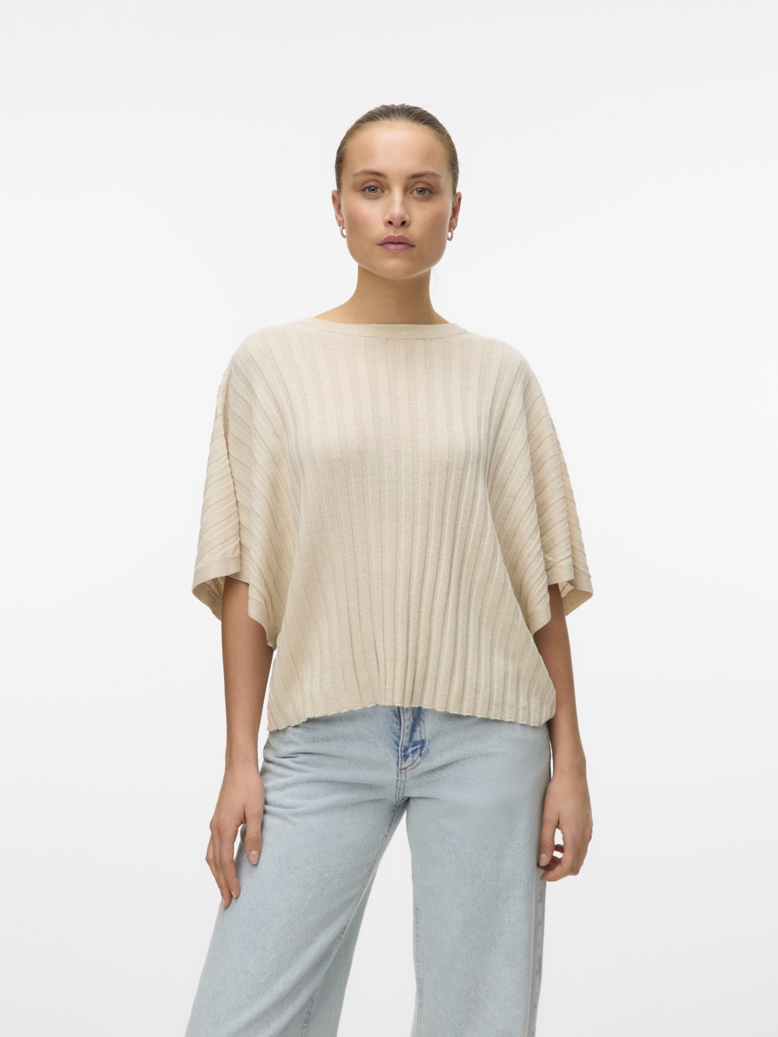10326444 Pullover Korte Mouw Oatmeal - Castelijn mode