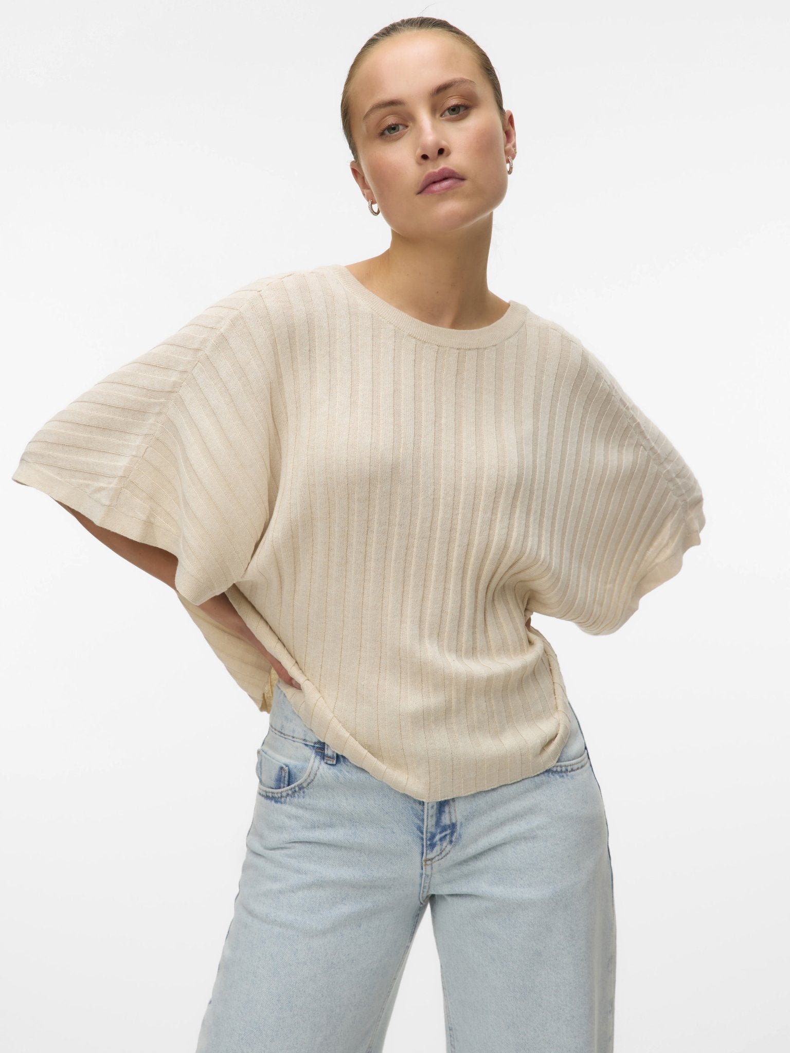 10326444 Pullover Korte Mouw Oatmeal - Castelijn mode