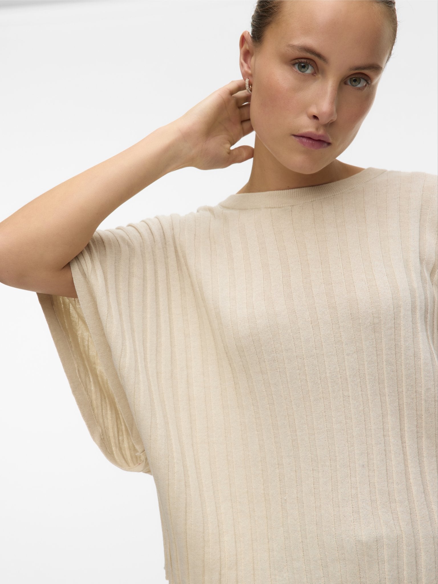 10326444 Pullover Korte Mouw Oatmeal - Castelijn mode