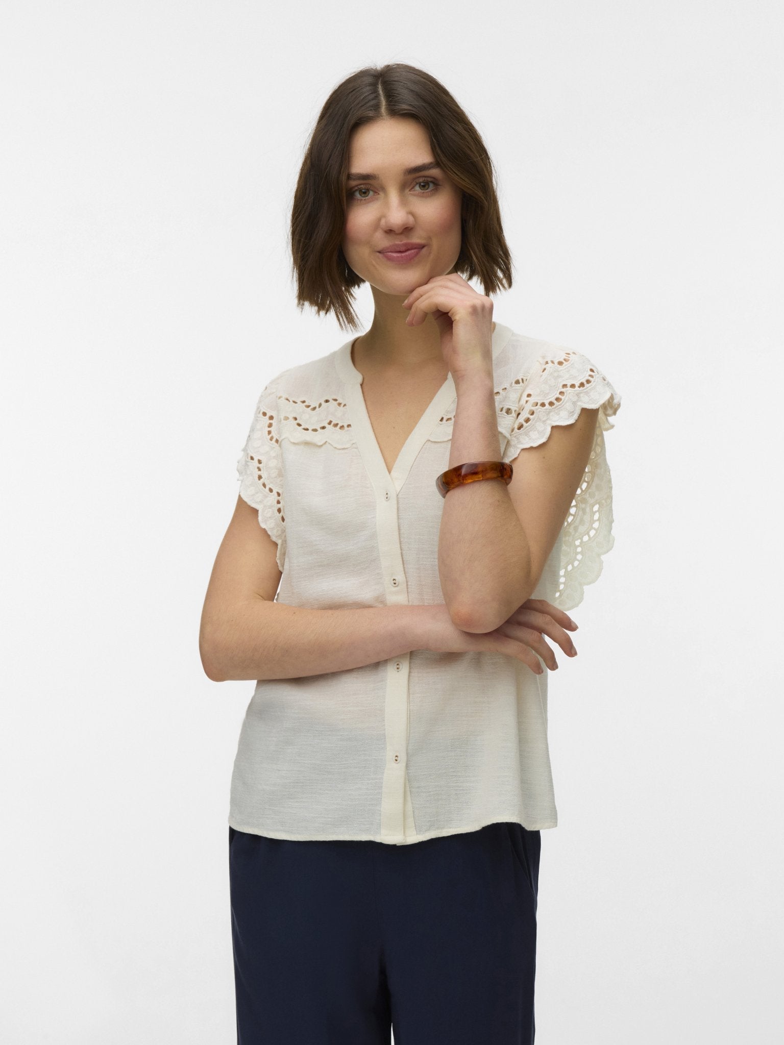 10341329 - Blouse V - hals ecru - Castelijn mode