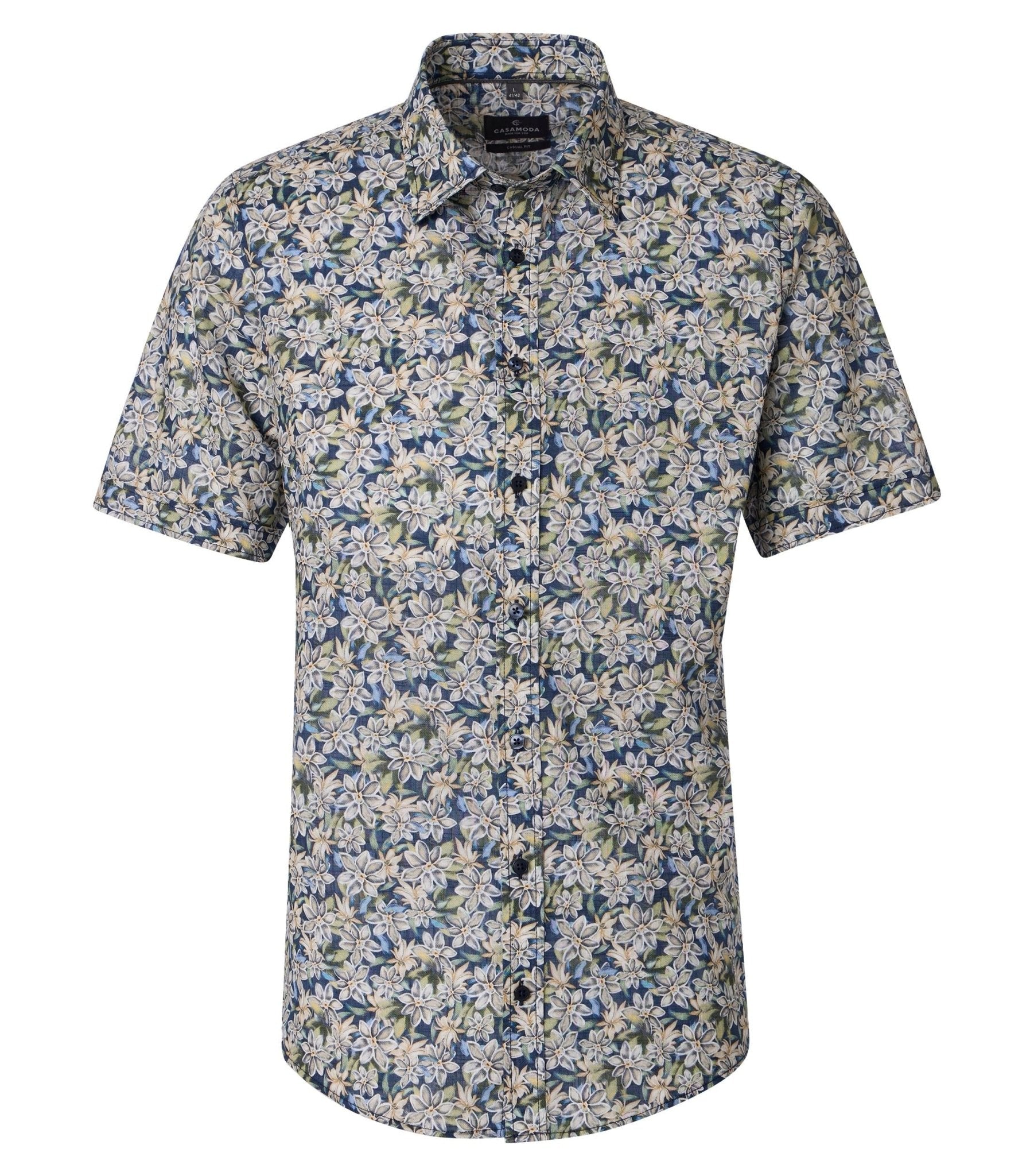 126131351 Overhemd Blauw Bloemen Print - Castelijn mode