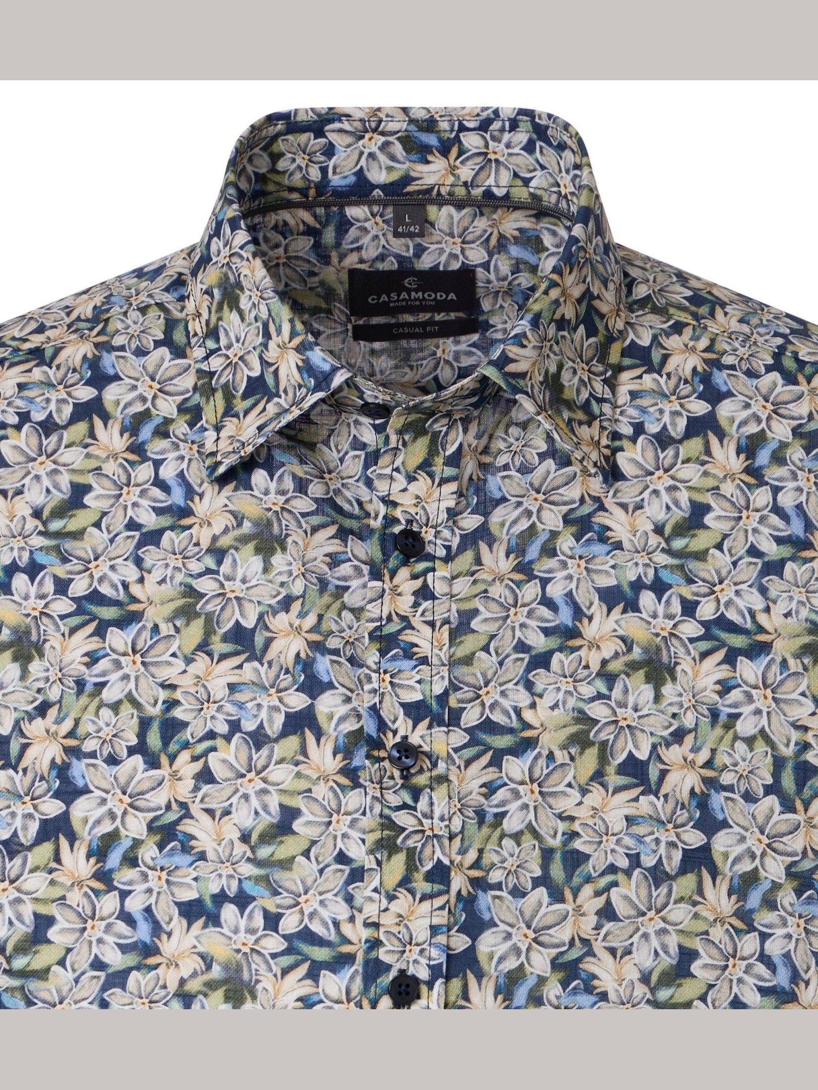126131351 Overhemd Blauw Bloemen Print - Castelijn mode
