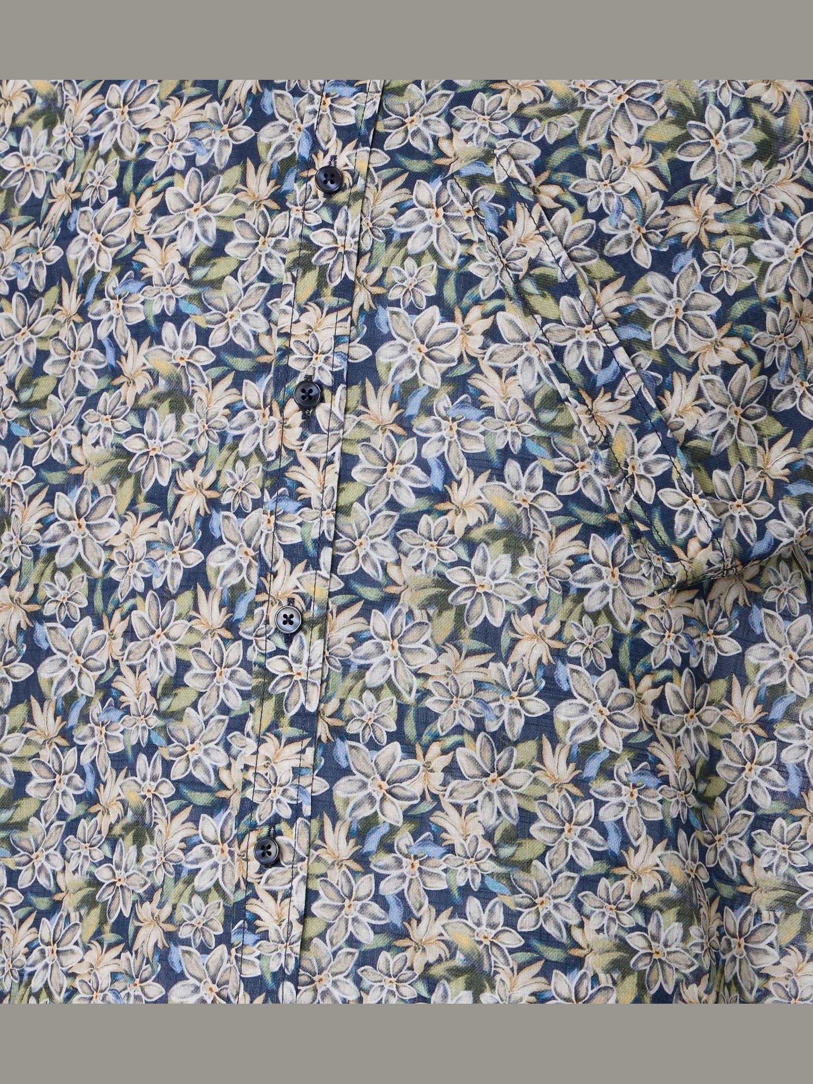 126131351 Overhemd Blauw Bloemen Print - Castelijn mode