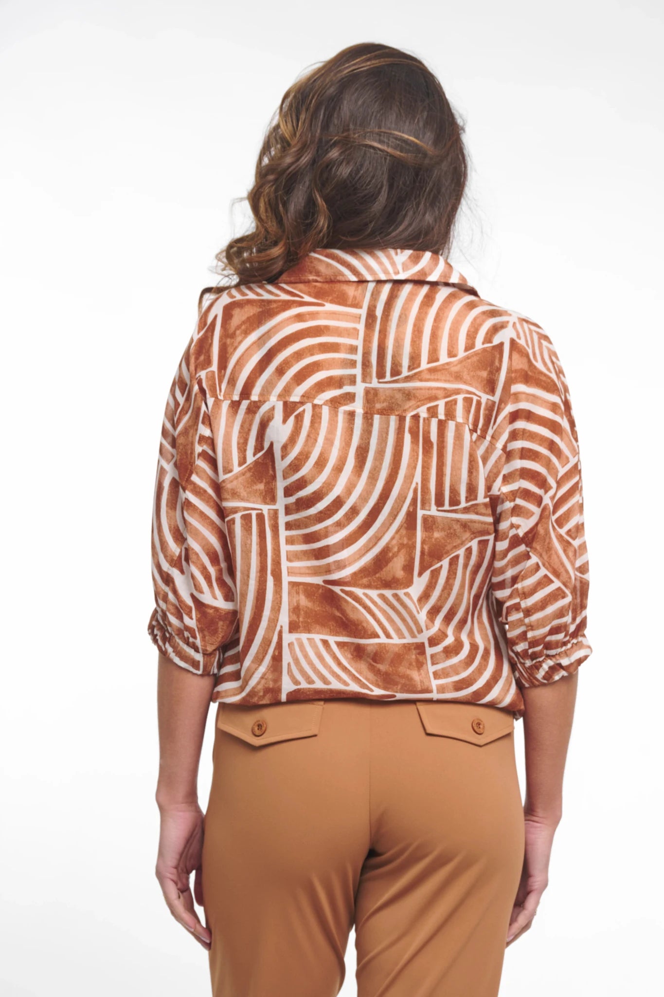262Coline Blouse Katoen Camel Print - Castelijn mode