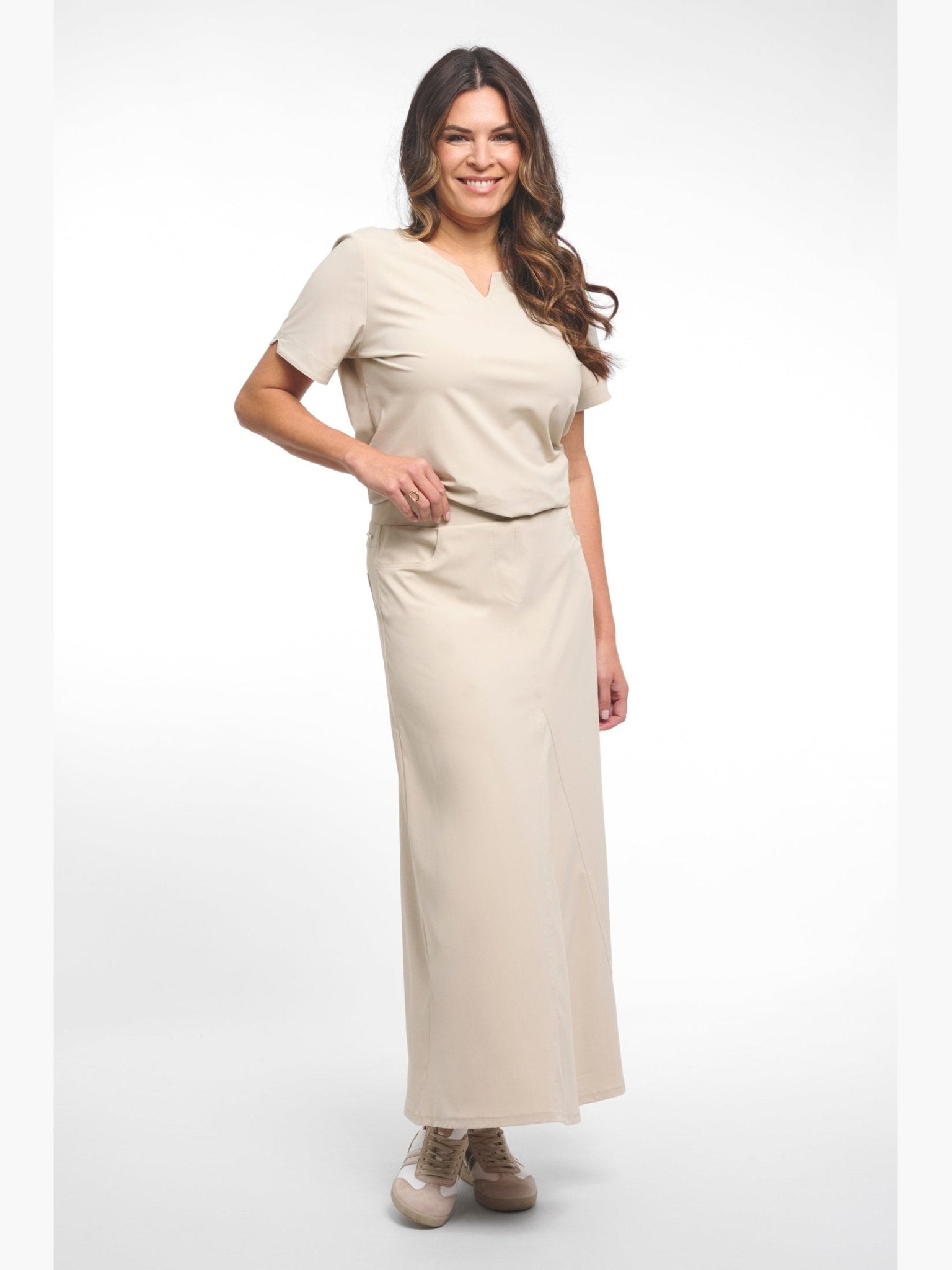 262Helena Rok Beige Stretch - Castelijn mode