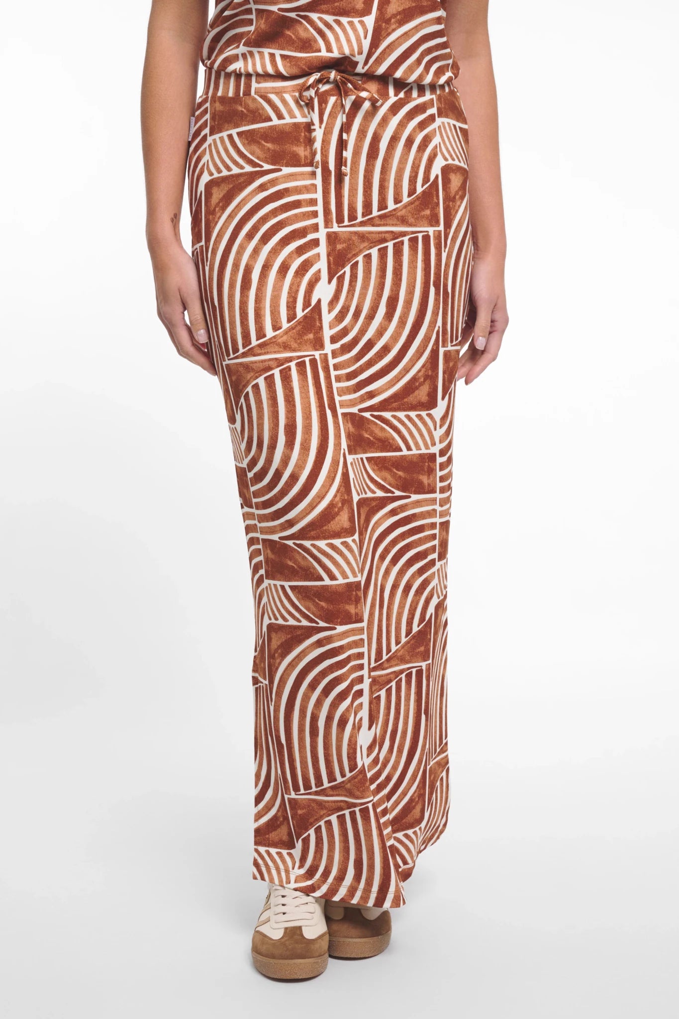 262Maggy Zomer Rok Camel Print - Castelijn mode