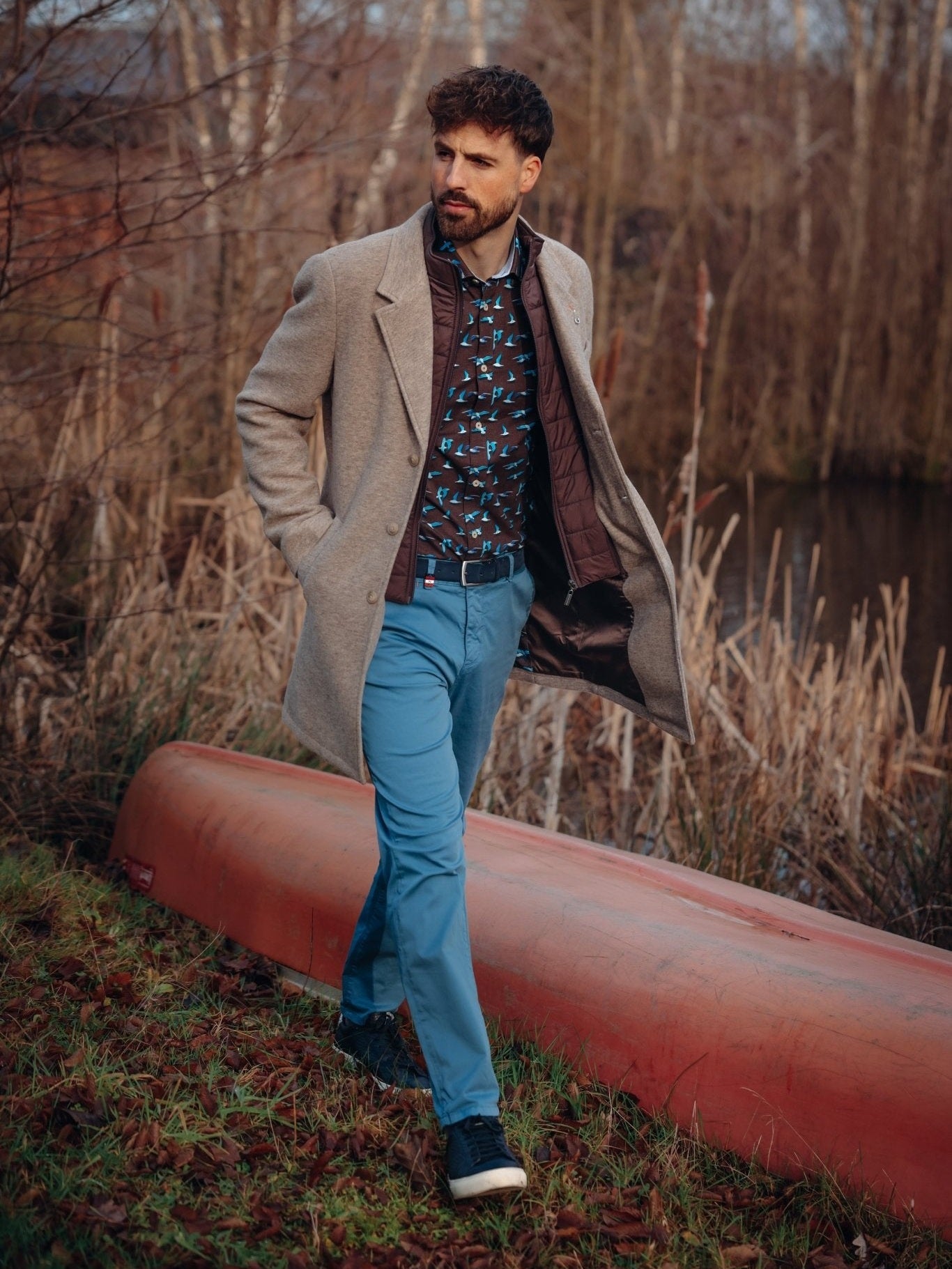 32.165 205 Sand Funnel neck coat - Castelijn mode