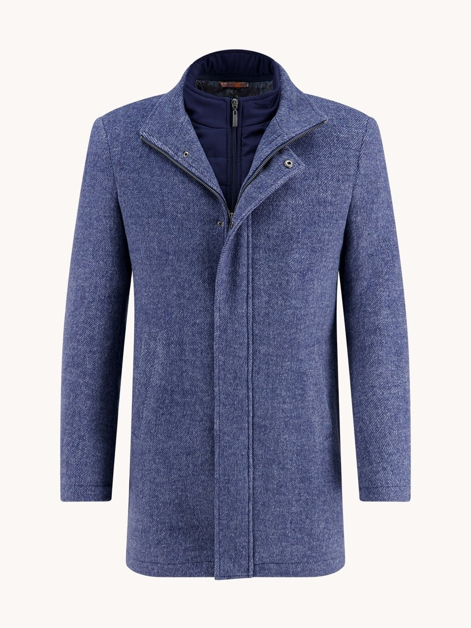 32.165 600 Classic blue Funnel neck coat - Castelijn mode