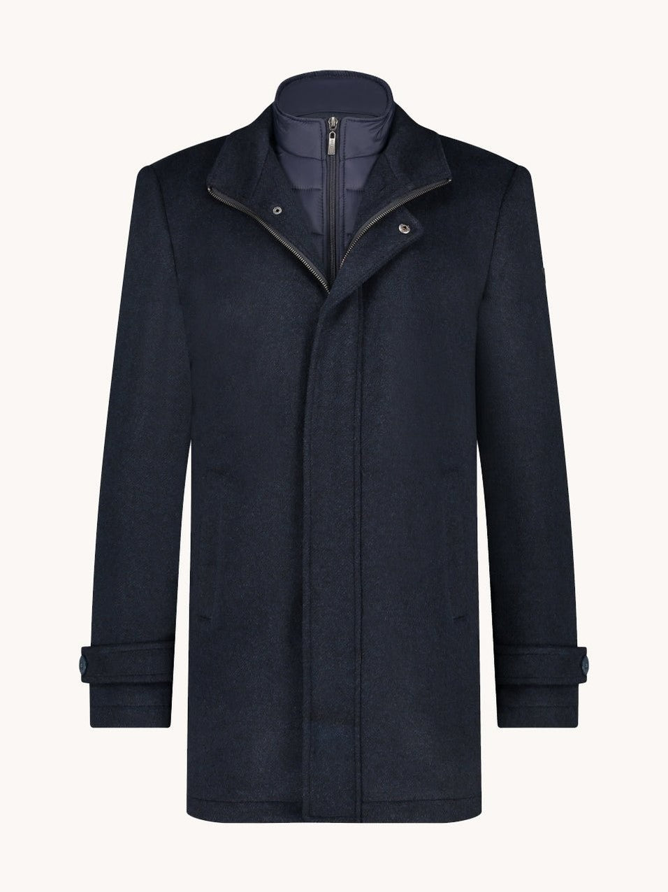 32.165 604 Navy Funnel neck coat - Castelijn mode