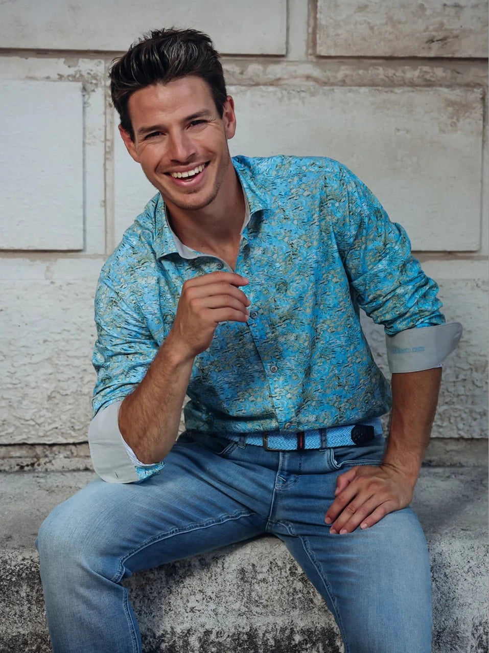 33.001 Overhemd Watercolor Lily groen - Castelijn mode