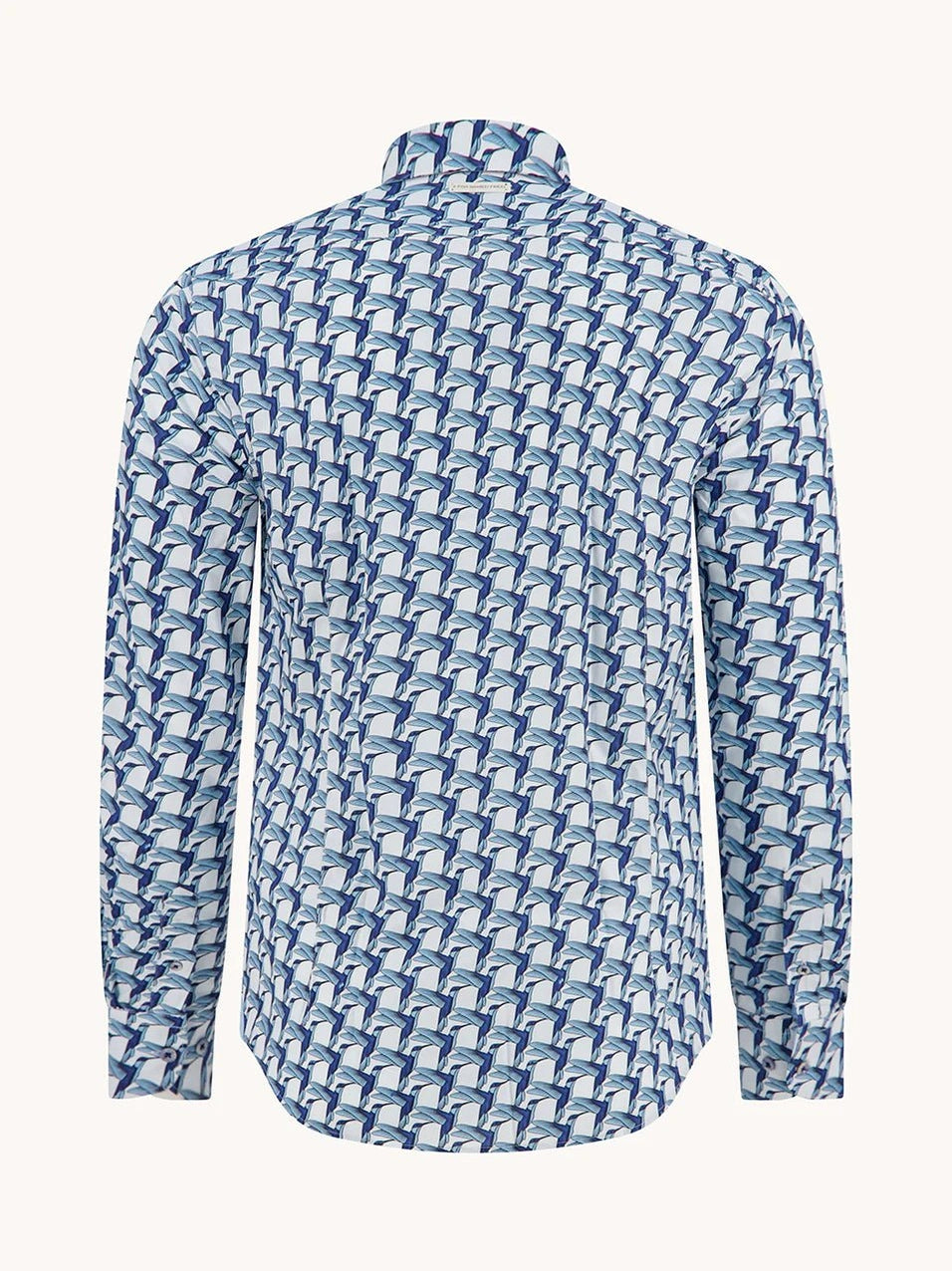 33.005 Overhemd geometrische vogels blauw - Castelijn mode