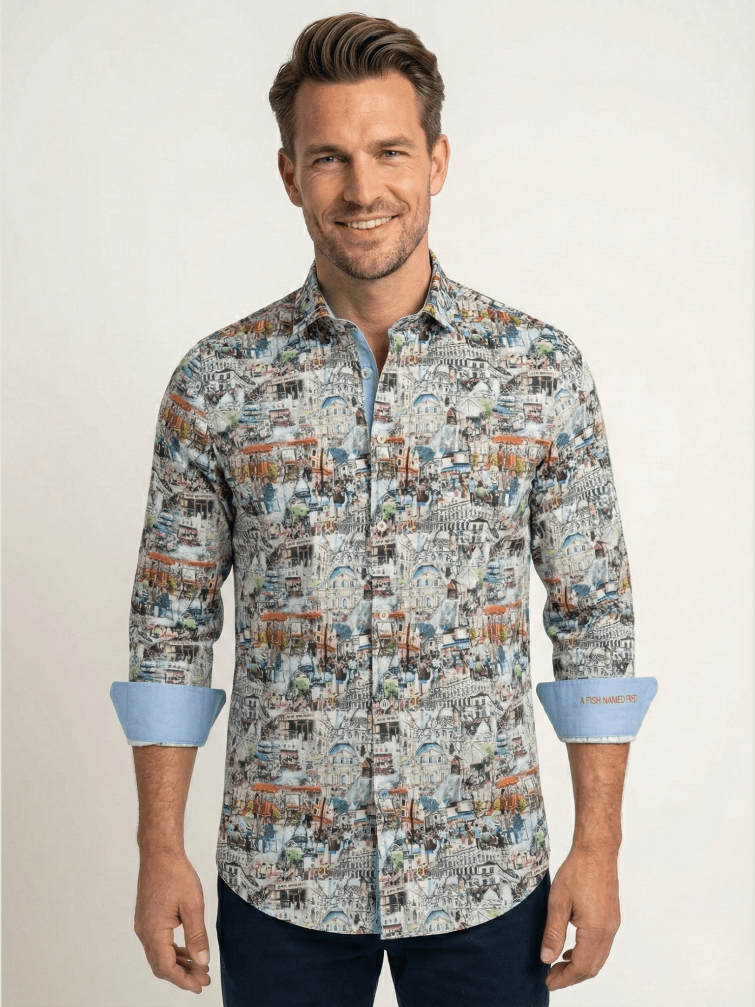 33.006 Overhemd met schets print - Castelijn mode