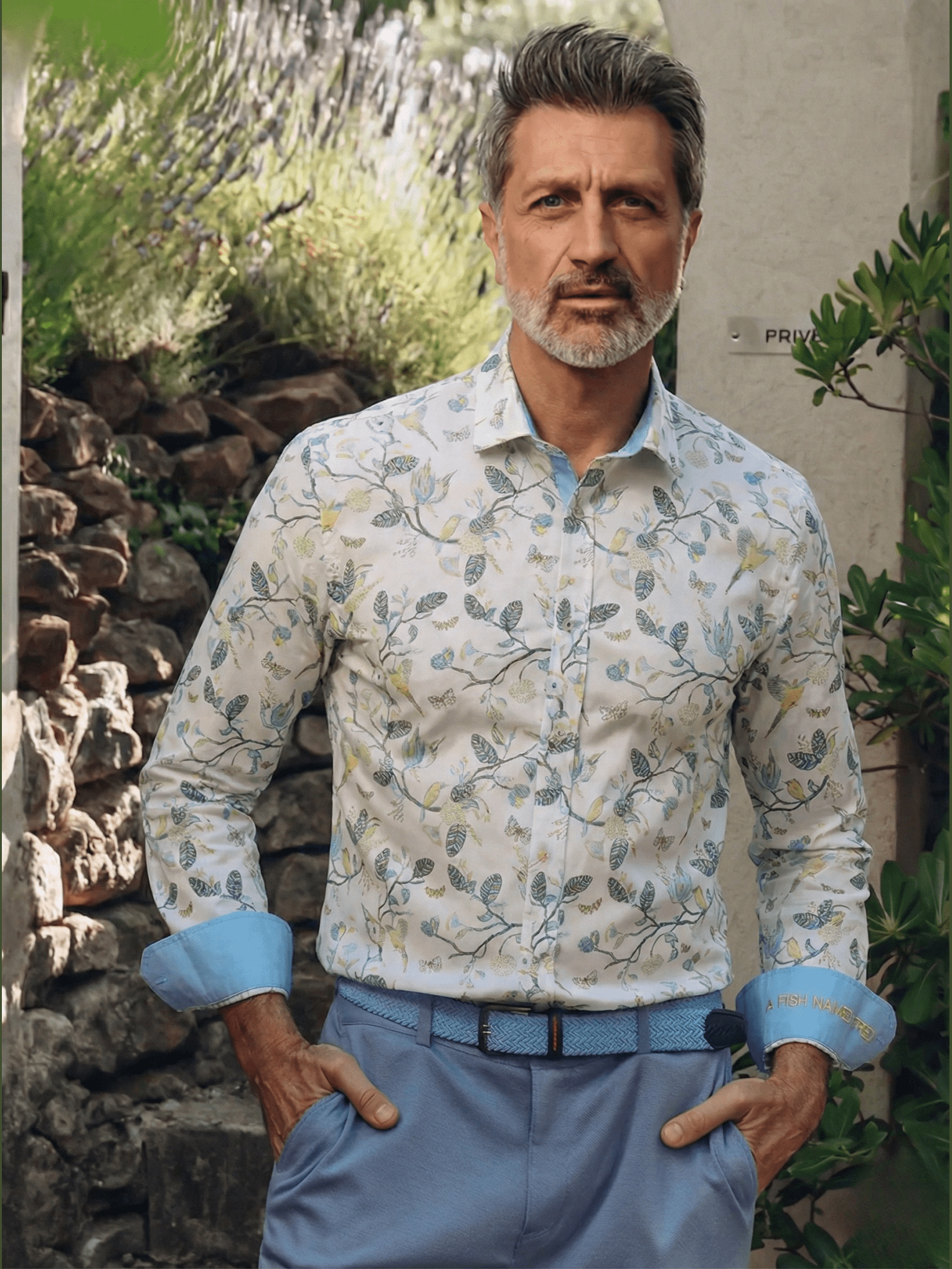 33.008 Overhemd met vogel print groen - Castelijn mode