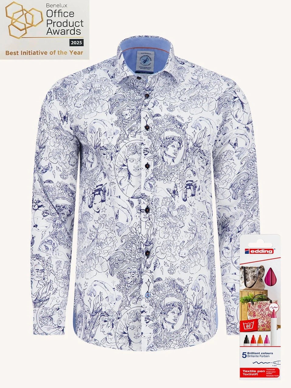 33.015 Overhemd Fredding met textielmarkers - Castelijn mode