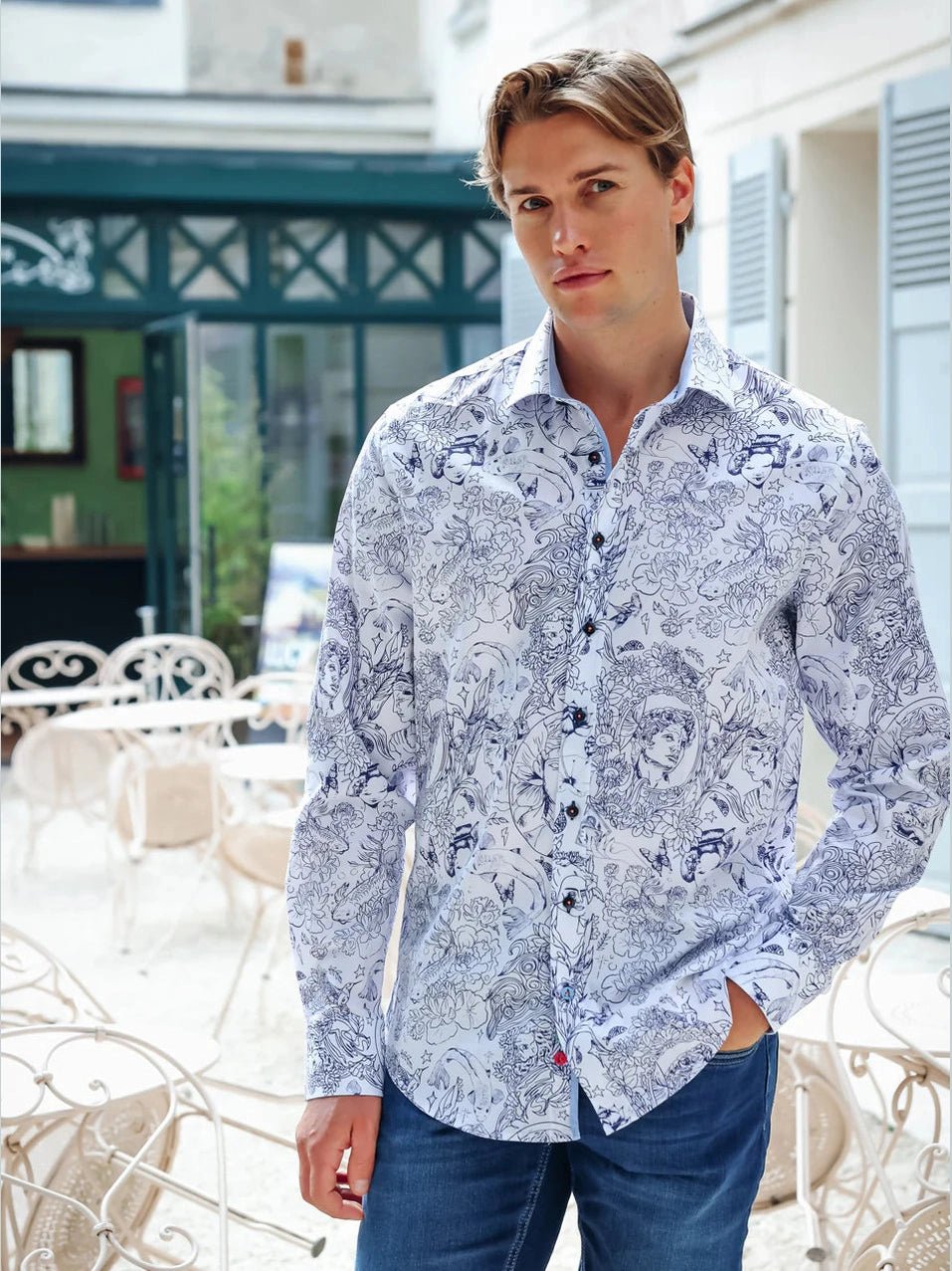 33.015 Overhemd Fredding met textielmarkers - Castelijn mode