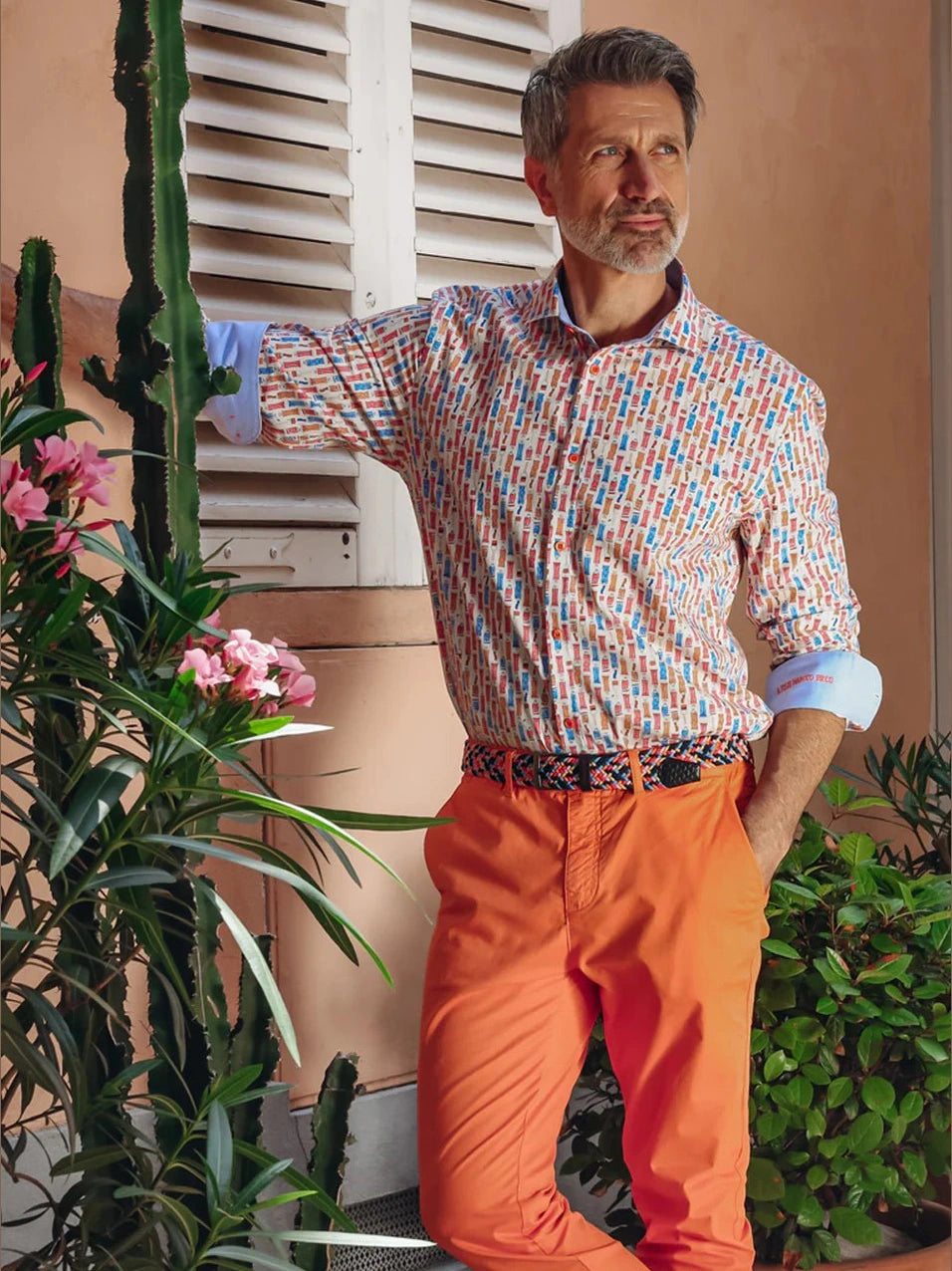 33.016 Shirt Tubes Print Rood Blauw - Castelijn mode