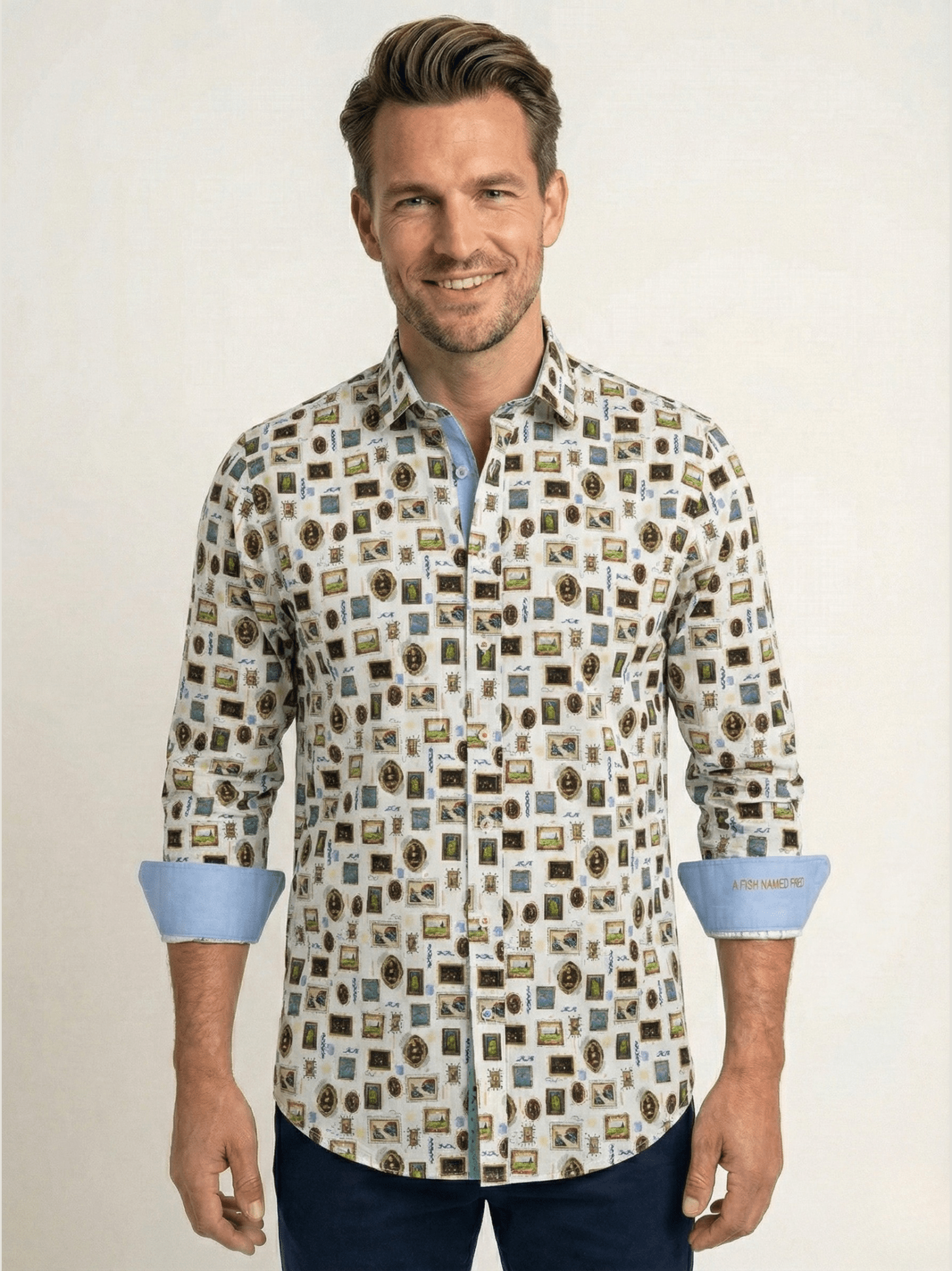 33.036 Overhemd met portret print - Castelijn mode