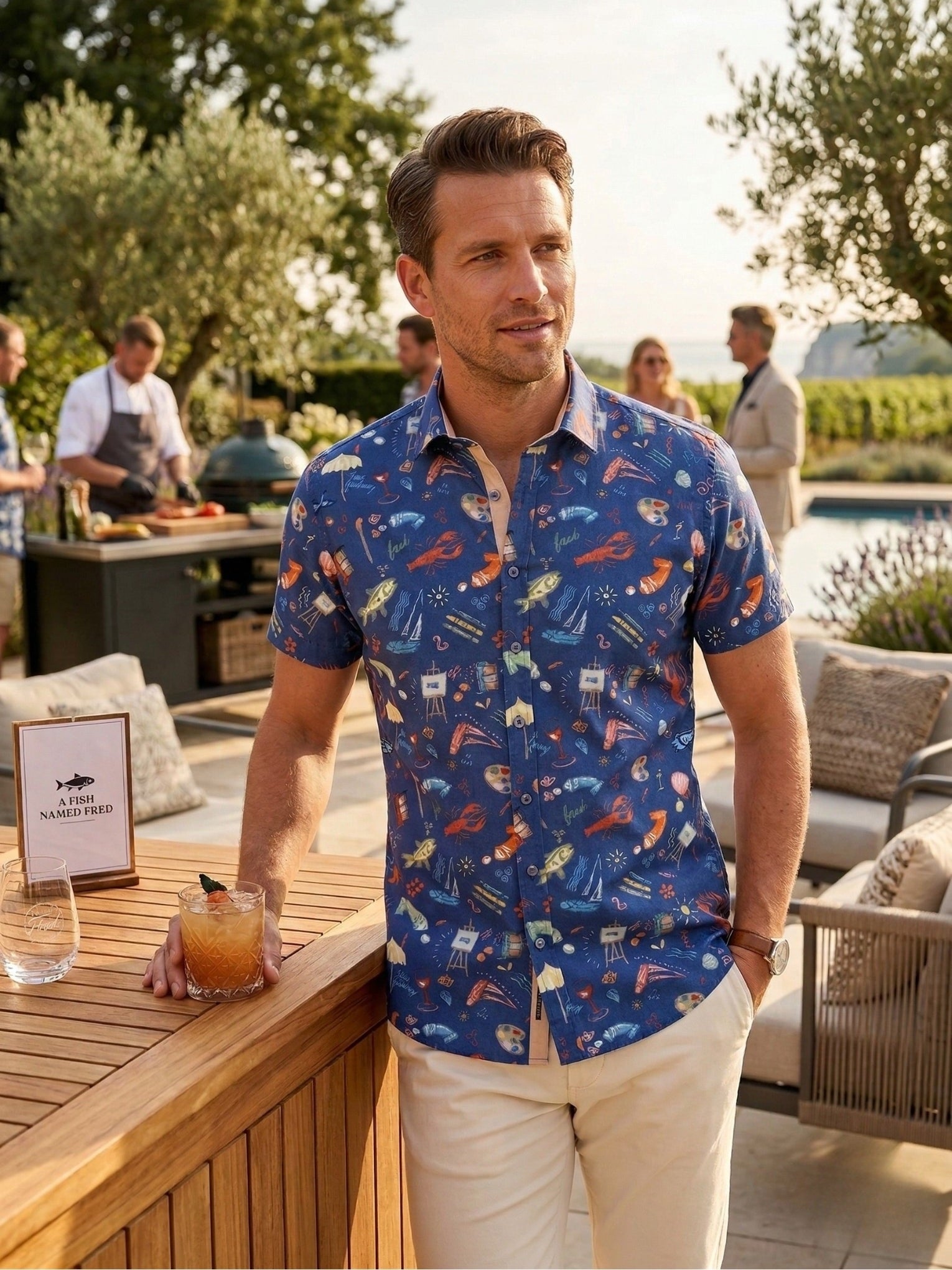 33.052 Overhemd km Doodle blauw - Castelijn mode