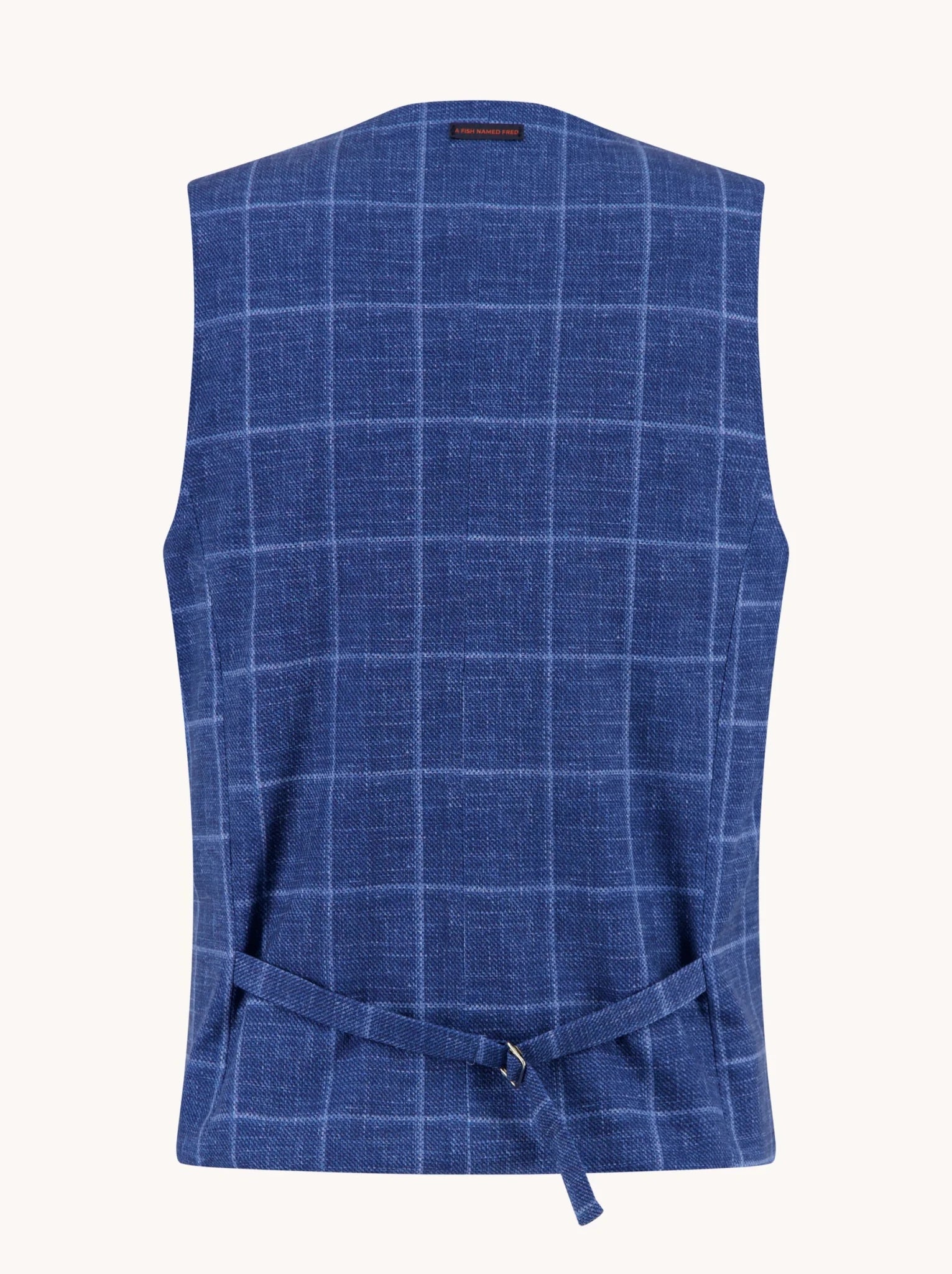 33.132 Gilet Travel Check blauw - Castelijn mode