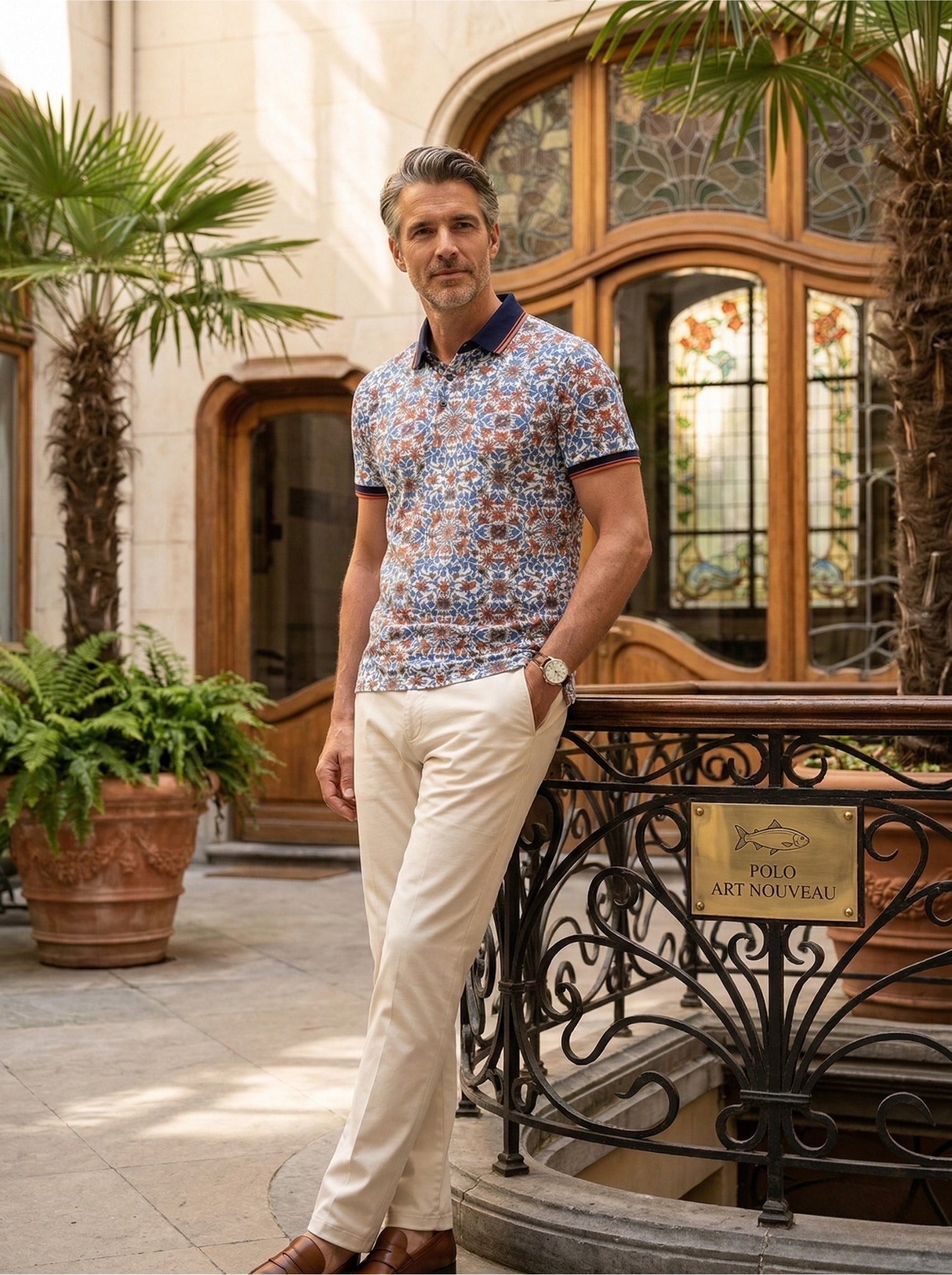 33.301 Polo Art Nouveau rood - Castelijn mode