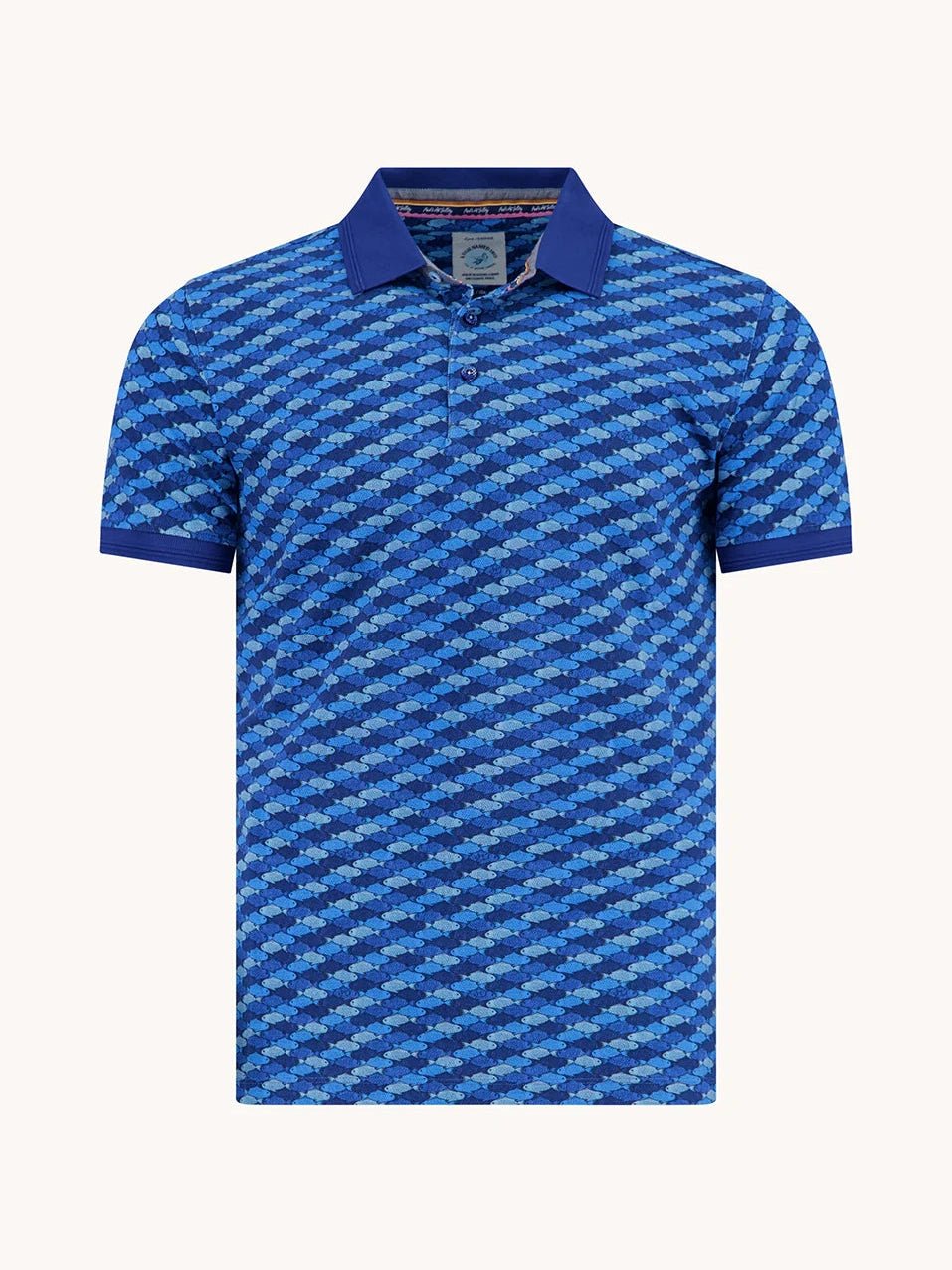 33.302 Polo Graphic Fish blauw - Castelijn mode