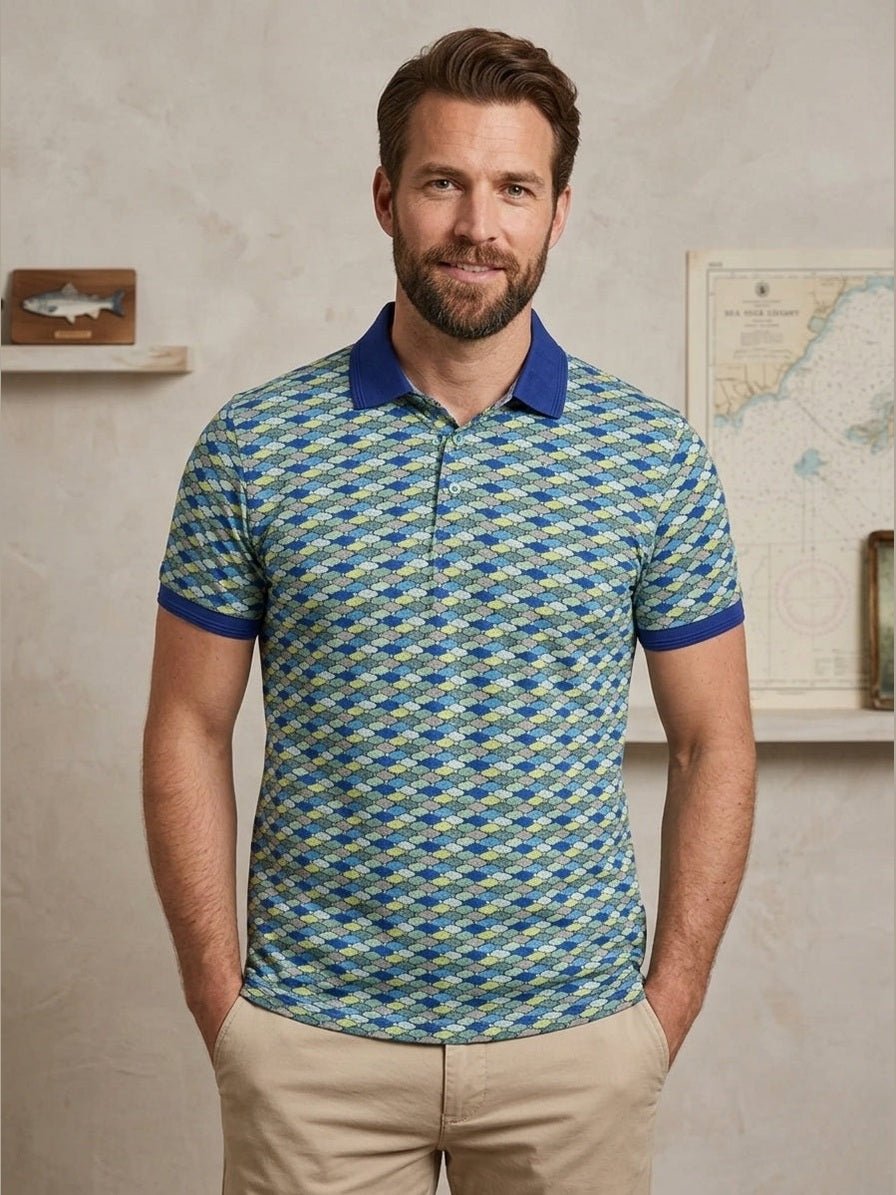 33.302 Polo Graphic Fish groen - Castelijn mode