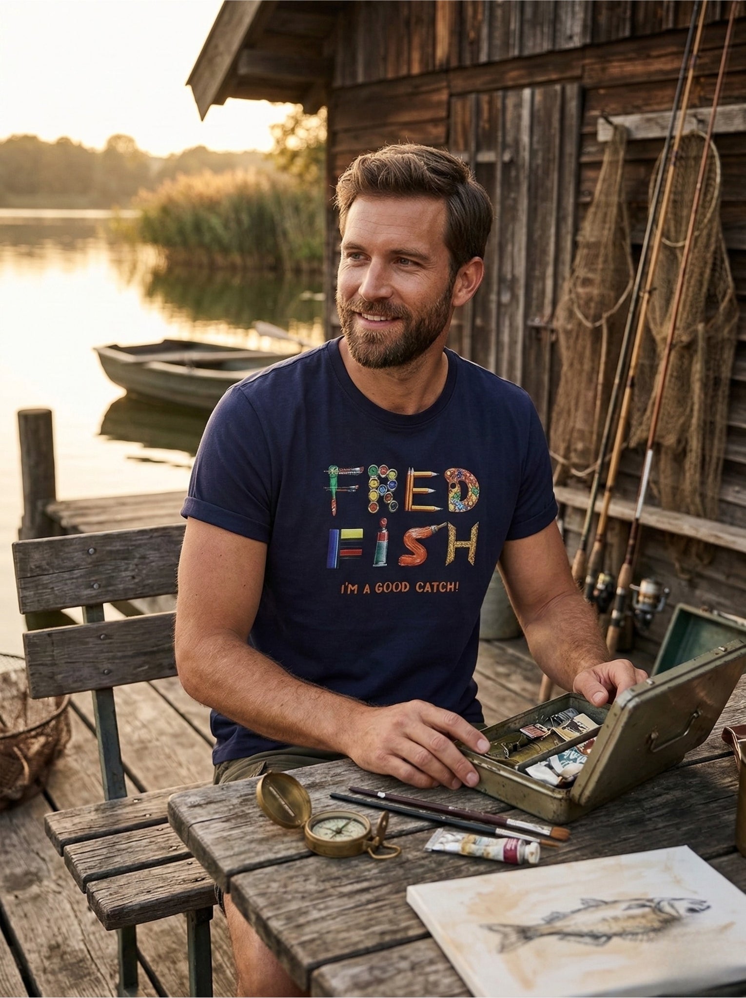 33.403 T-shirt Fred Fish donkerblauw - Castelijn mode