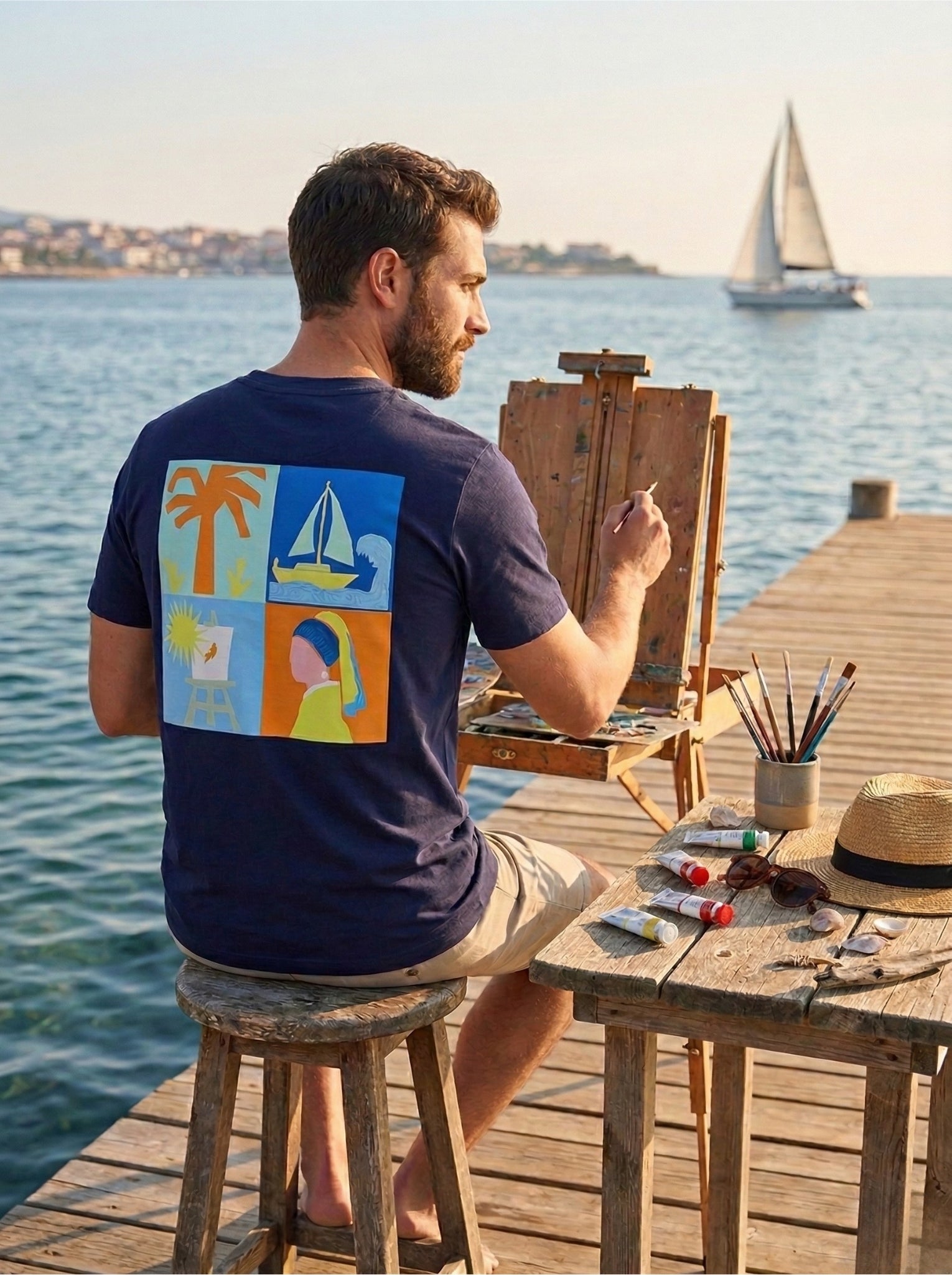 33.404 T-shirt Summer art donkerblauw - Castelijn mode