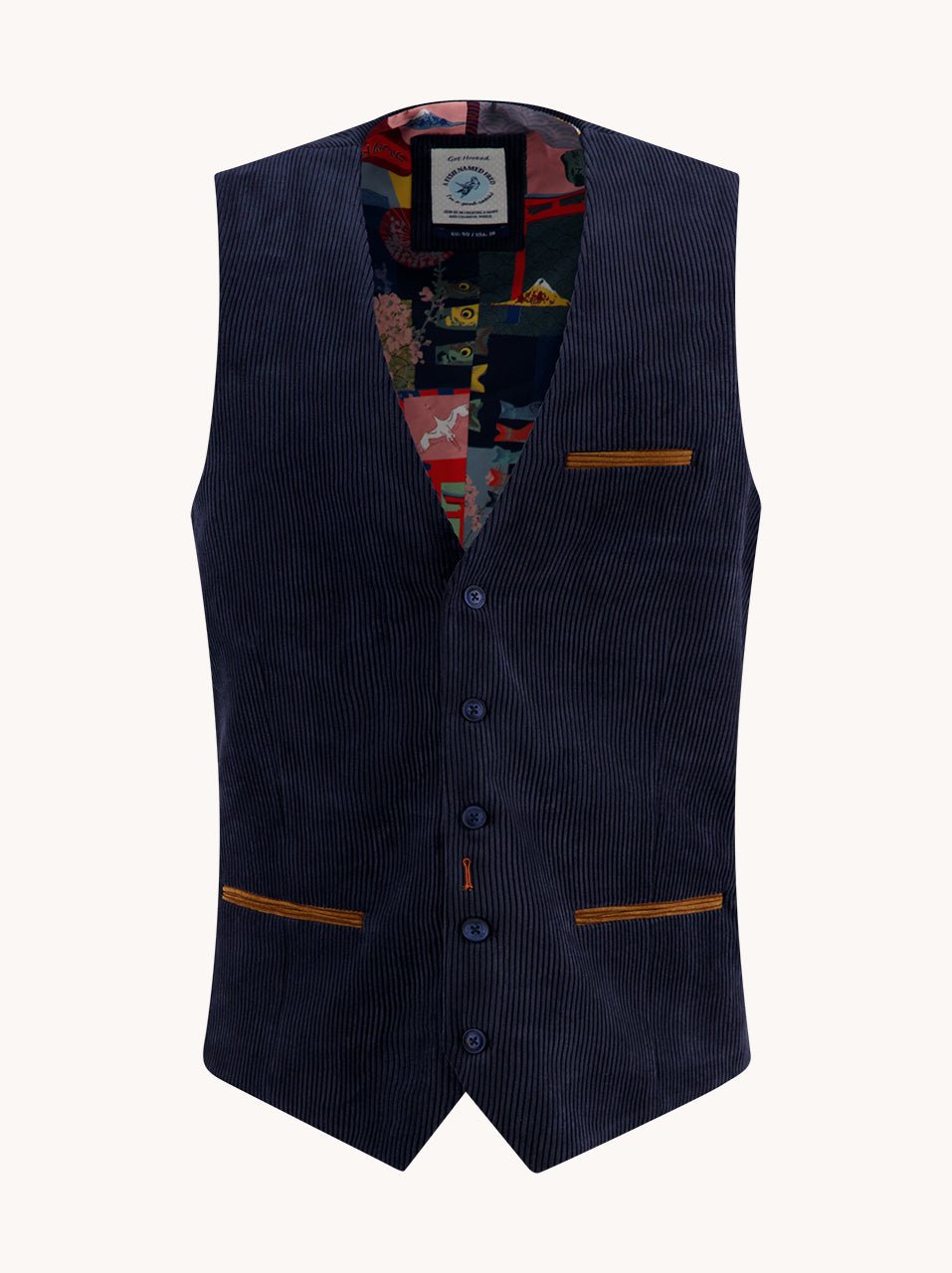 34.134 Gilet Ribcord Navy - Castelijn mode