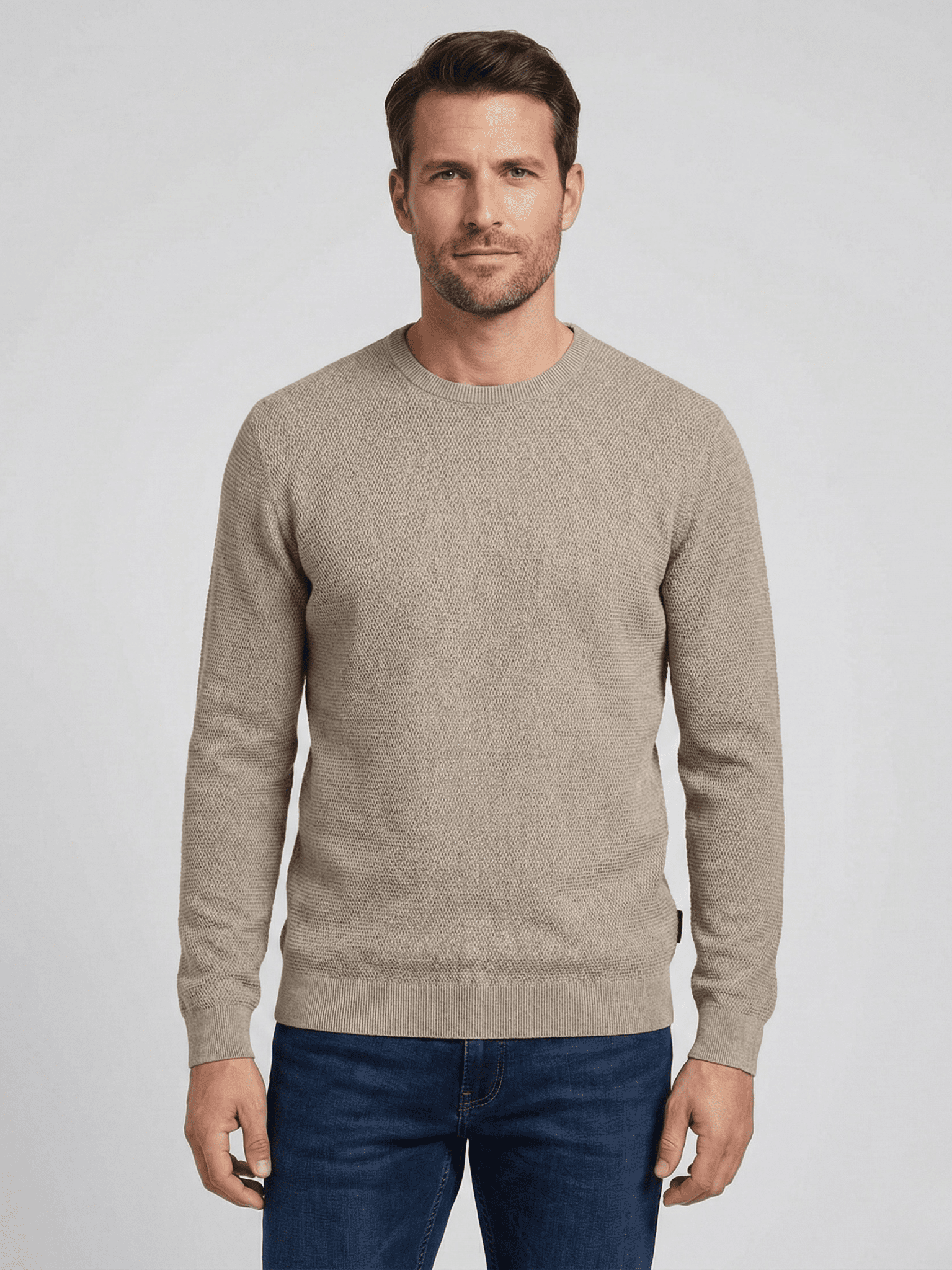454478900 - 663 Trui rond hals beige - Castelijn mode