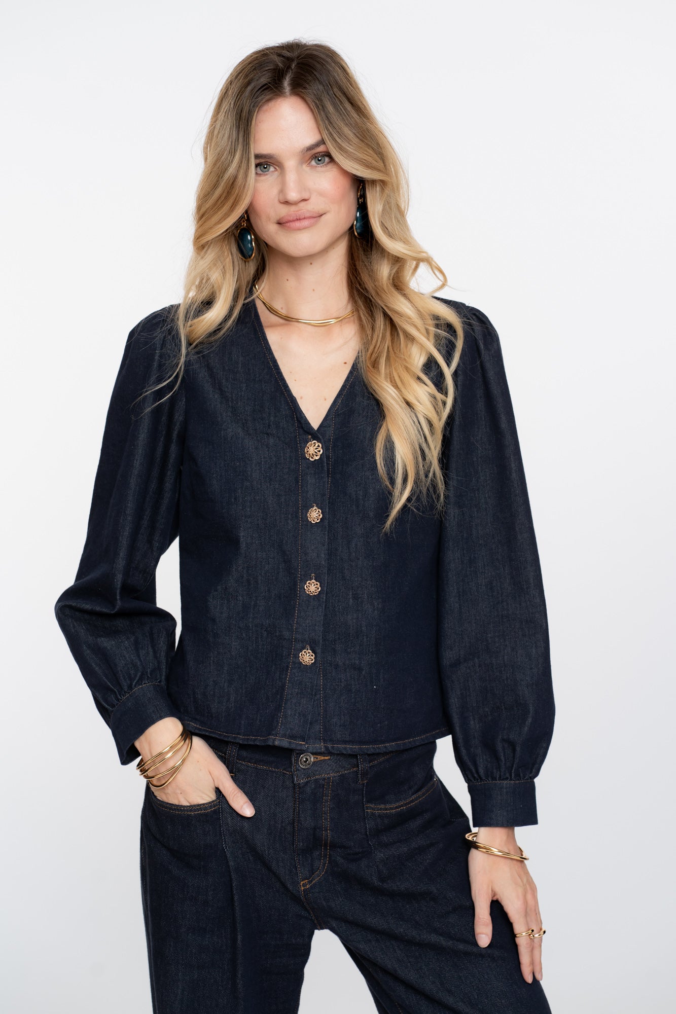 53504 - 10 - 880 Blouse denim - Castelijn mode