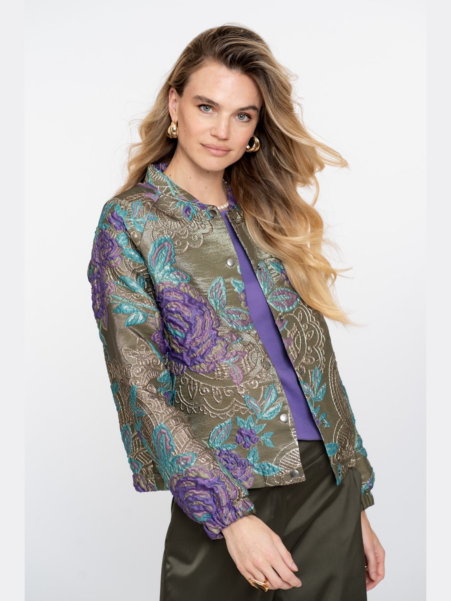 55713 - 20 530 - Jacket flowers lurex - Castelijn mode