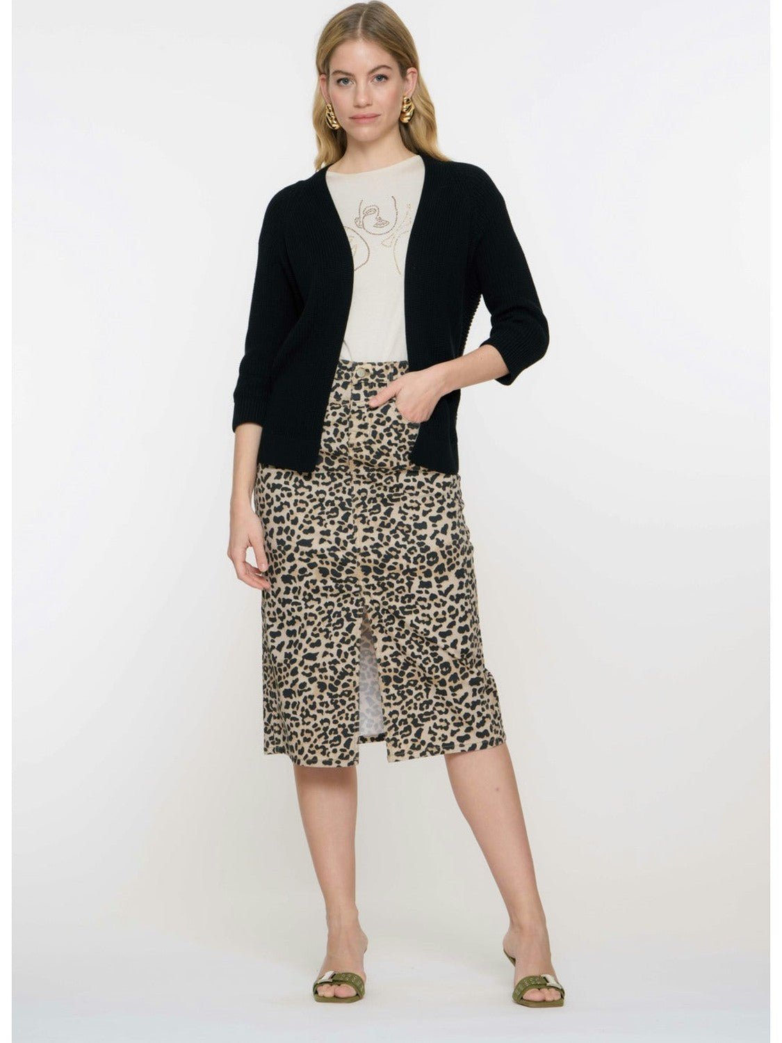 56012 - 10 Jeans skirt leopard print - Castelijn mode