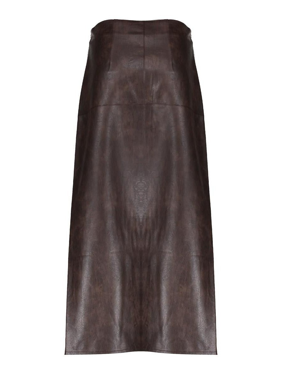 56503 - 10 775 Skirt PU bruin - Castelijn mode