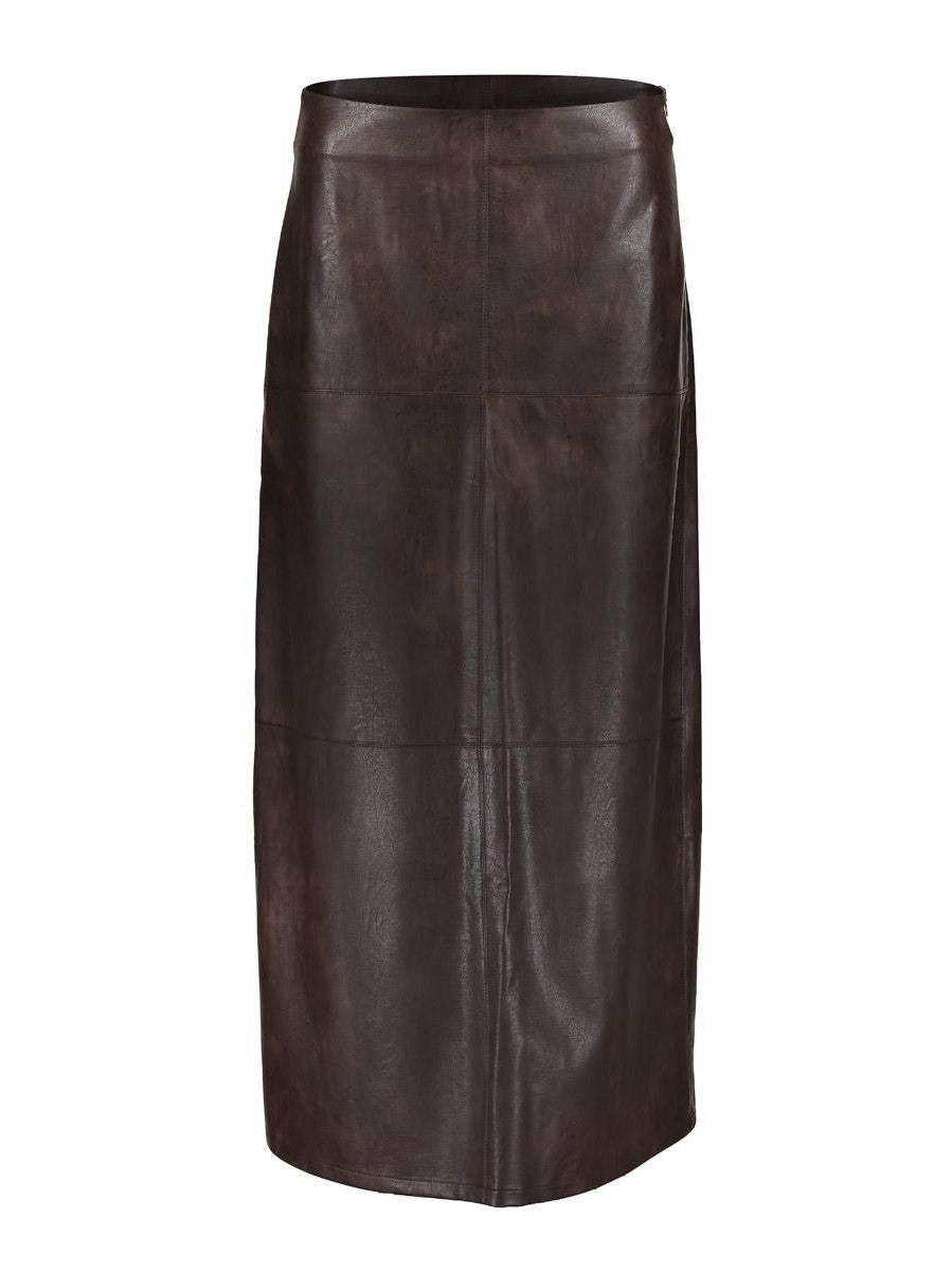 56503 - 10 775 Skirt PU bruin - Castelijn mode