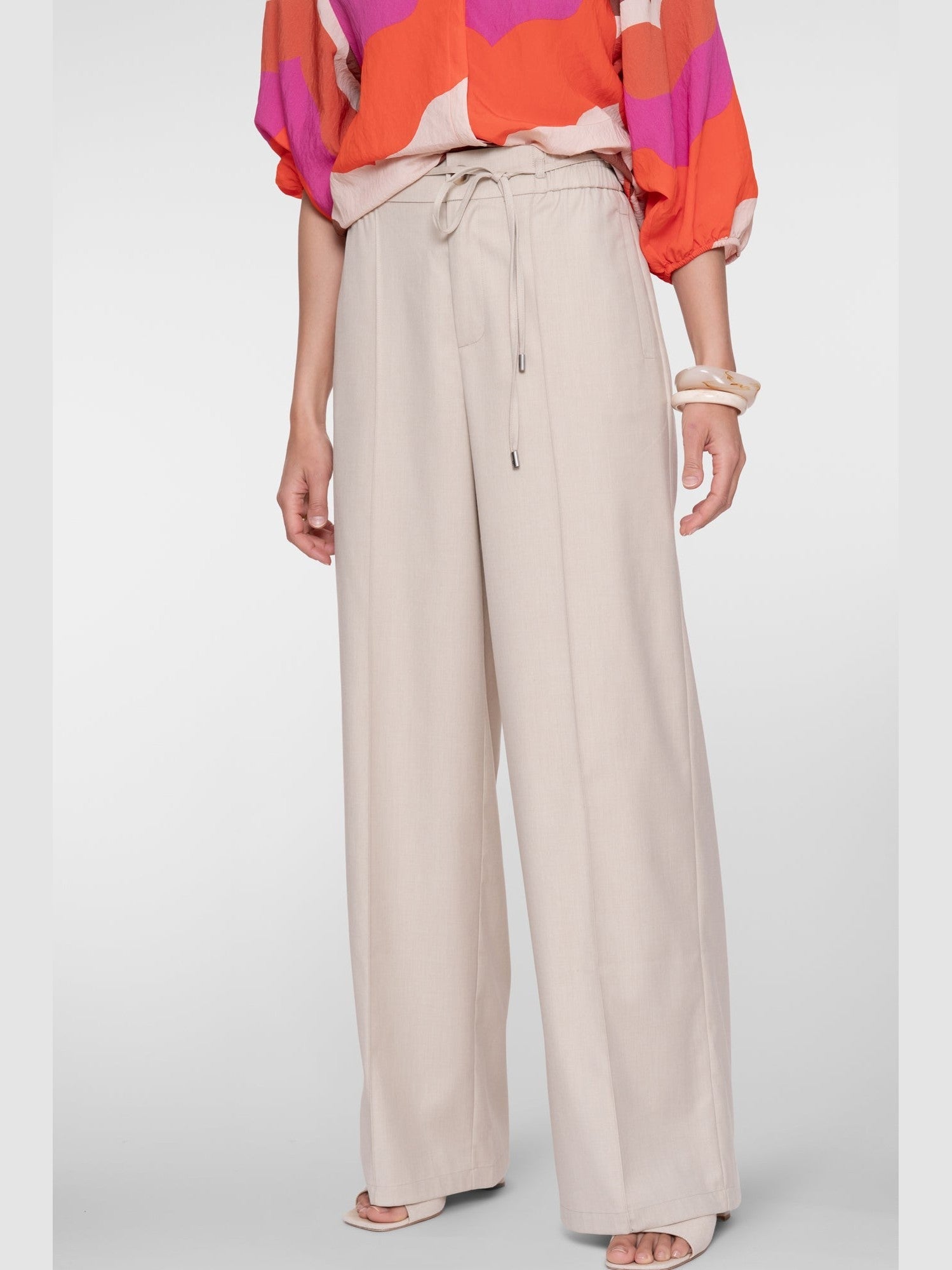 61041 - 10 broek wide leg zand - Castelijn mode