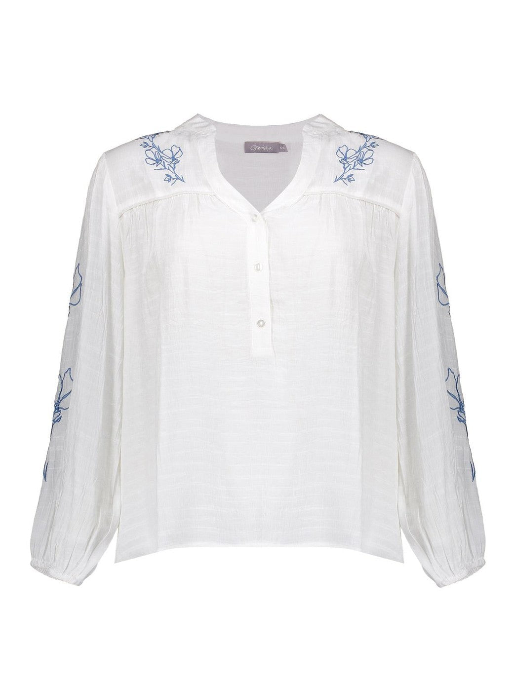 63069 - 14 0 Blouse wit met borduursel - Castelijn mode