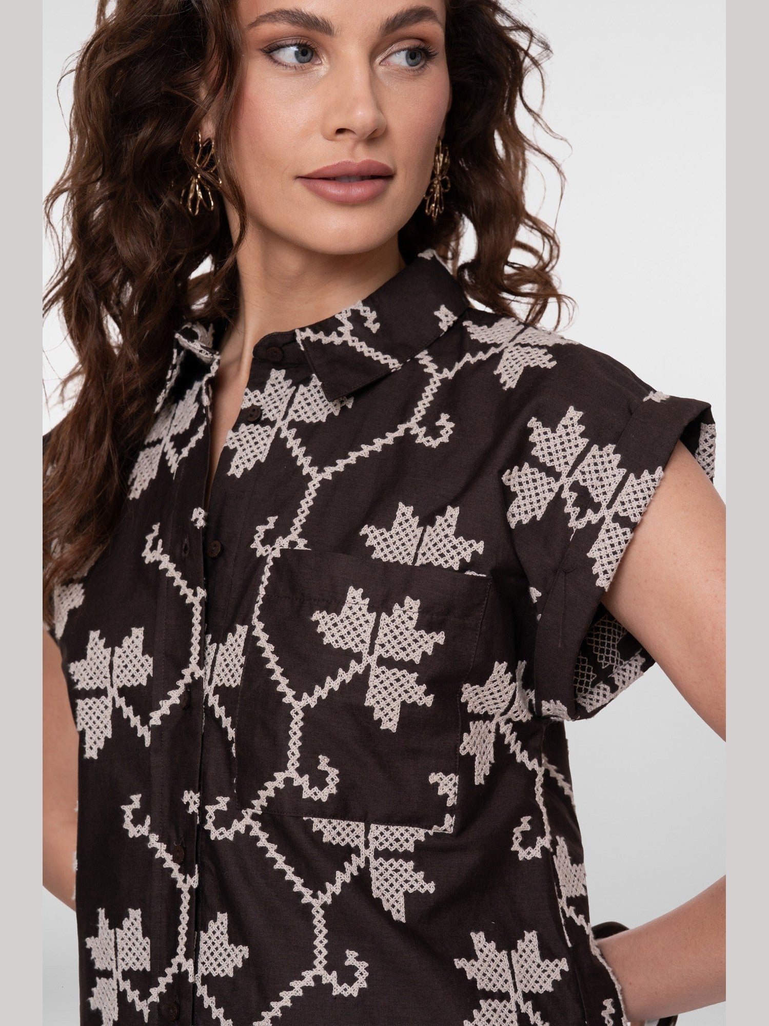 63212 - 20 750 Blouse bruin/zand - Castelijn mode