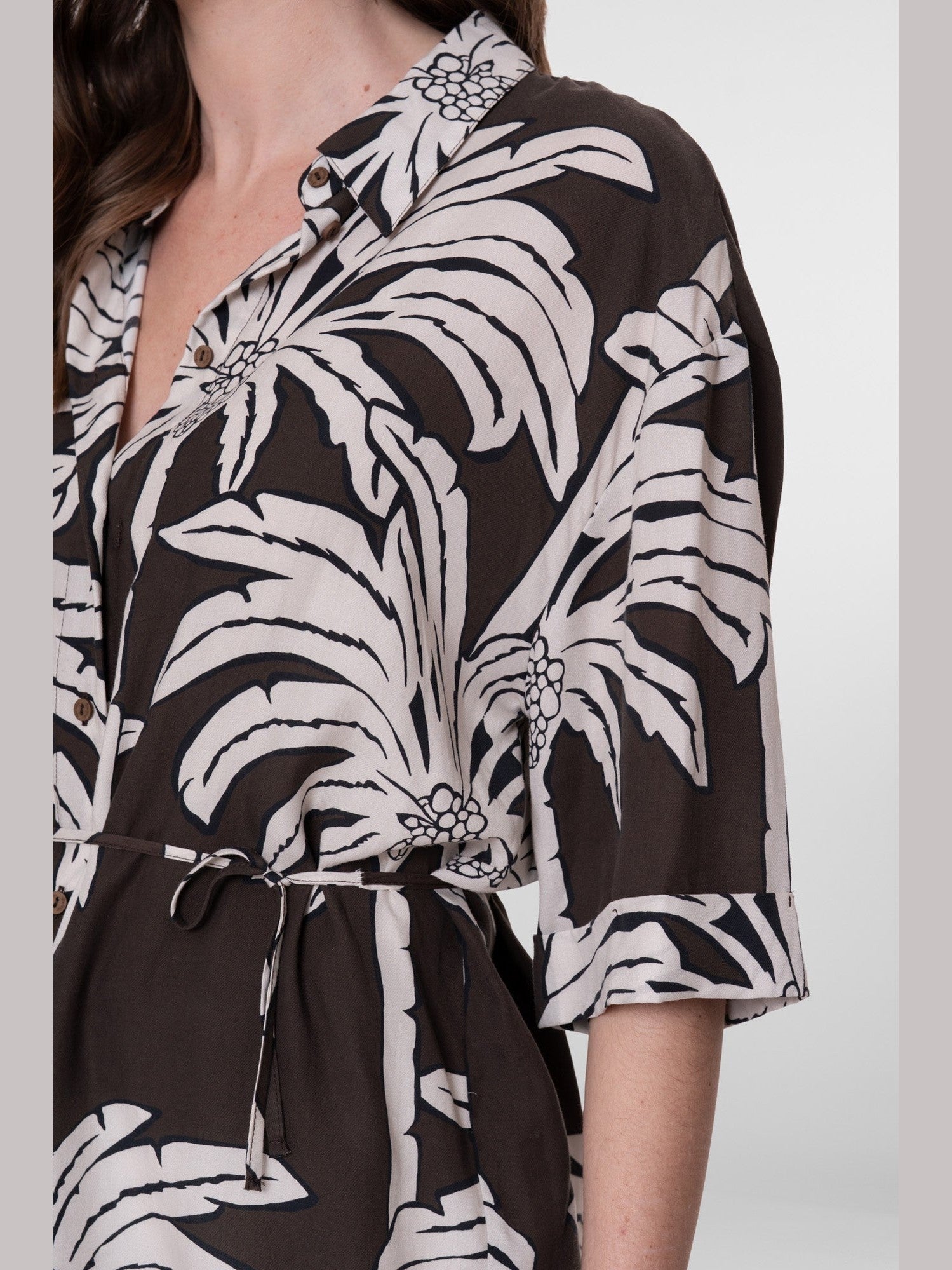 63293 - 20 775 Blouse met print bruin/ecru - Castelijn mode