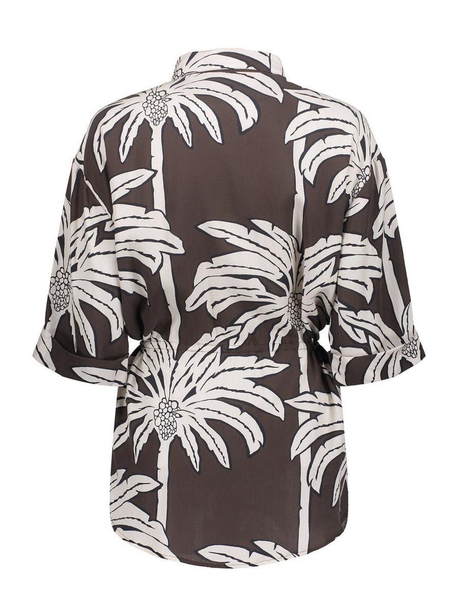 63293 - 20 775 Blouse met print bruin/ecru - Castelijn mode