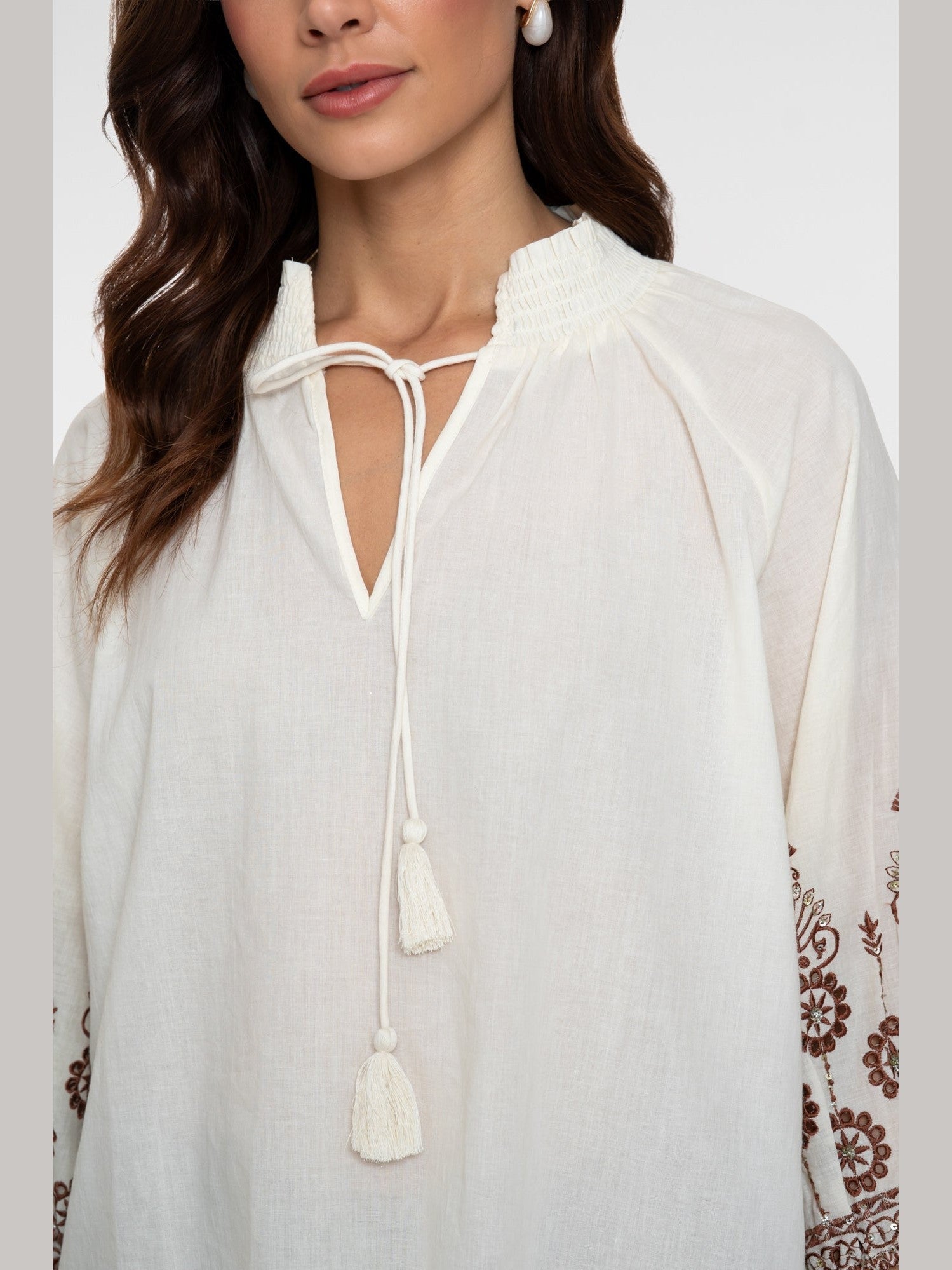 63434 - 26 Blouse Borduursel Off White Ginger - Castelijn mode