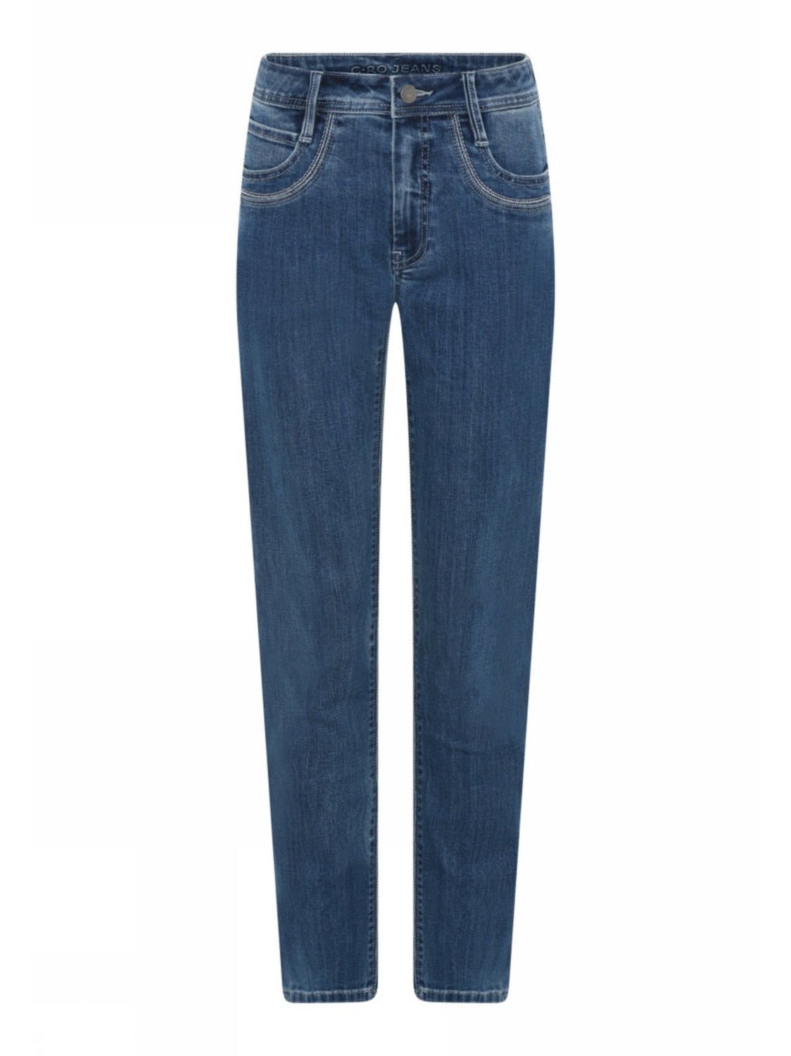 6524 - 436 6389 med. blue slim bottom up jeans cro - Castelijn mode