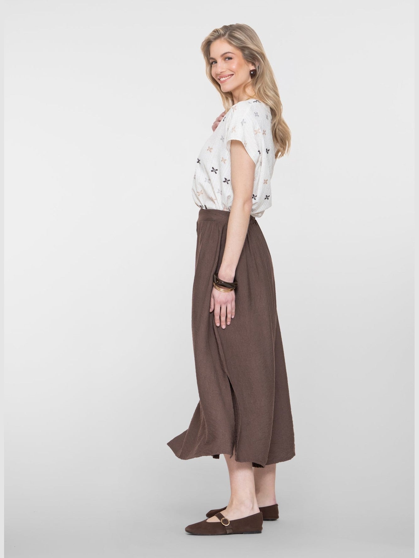66340 - 70 Rok Lang Bruin Viscose - Castelijn mode