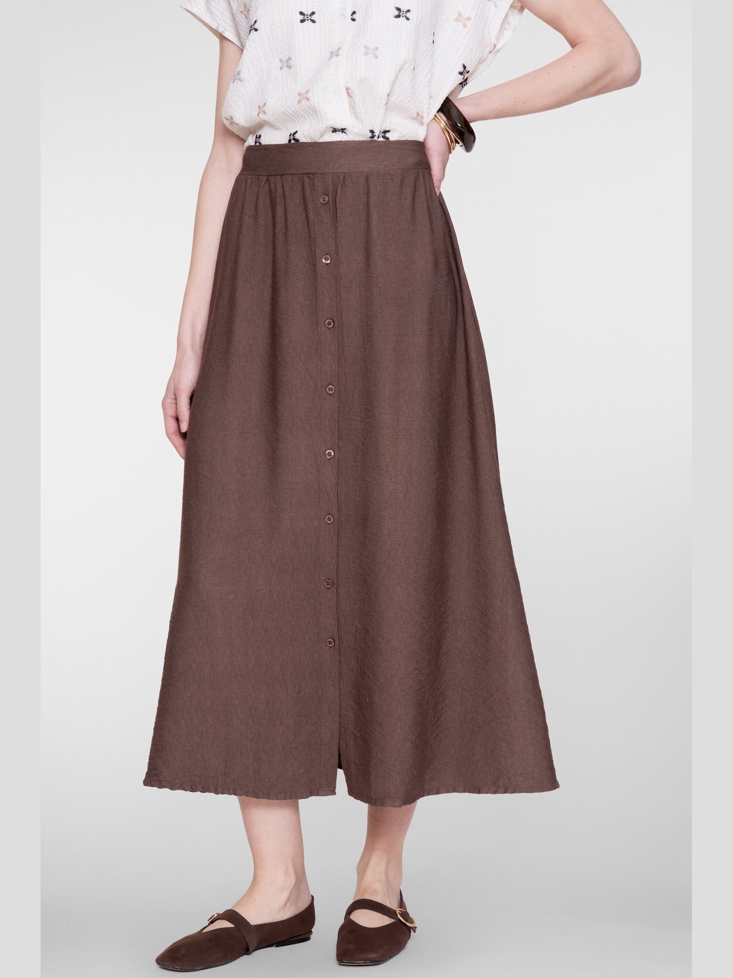 66340 - 70 Rok Lang Bruin Viscose - Castelijn mode