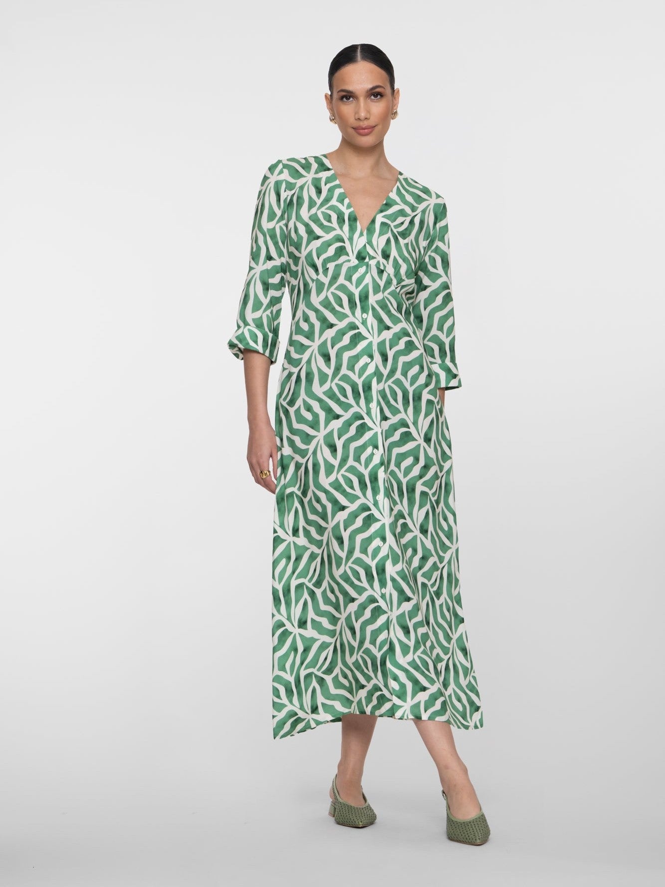 67115 - 20 718 Jurk groen met Print - Castelijn mode