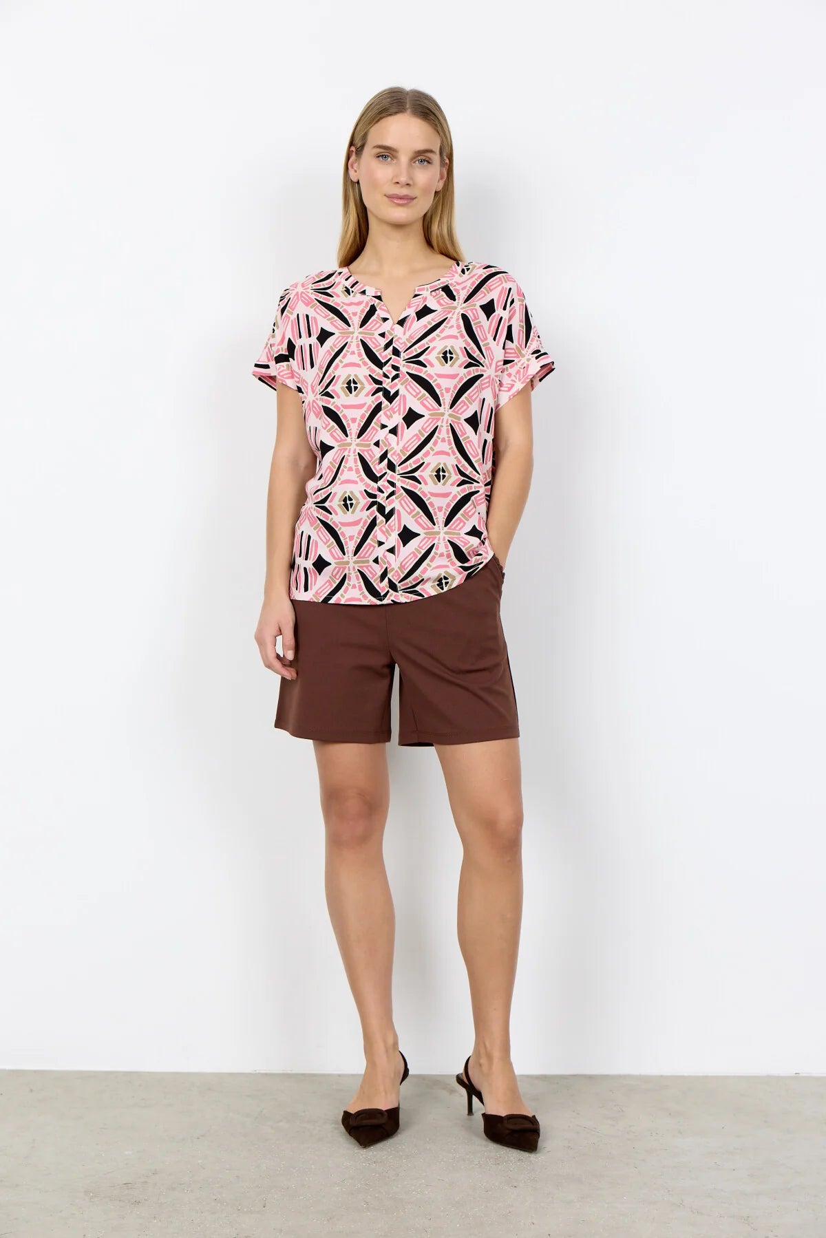 SC-CASSIEL 1 Blouse roze met print