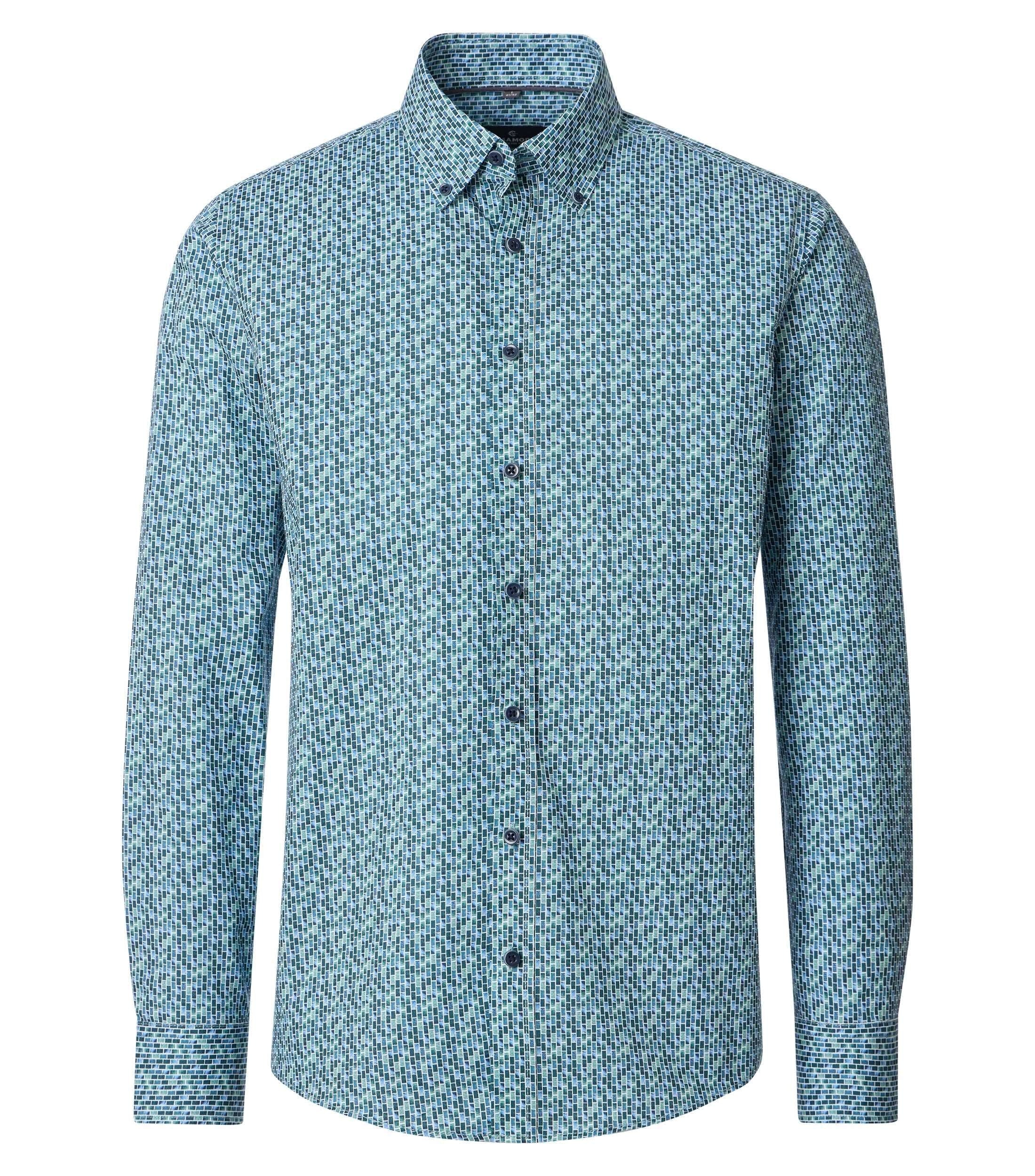 Overhemd Print Groen/Blauw
