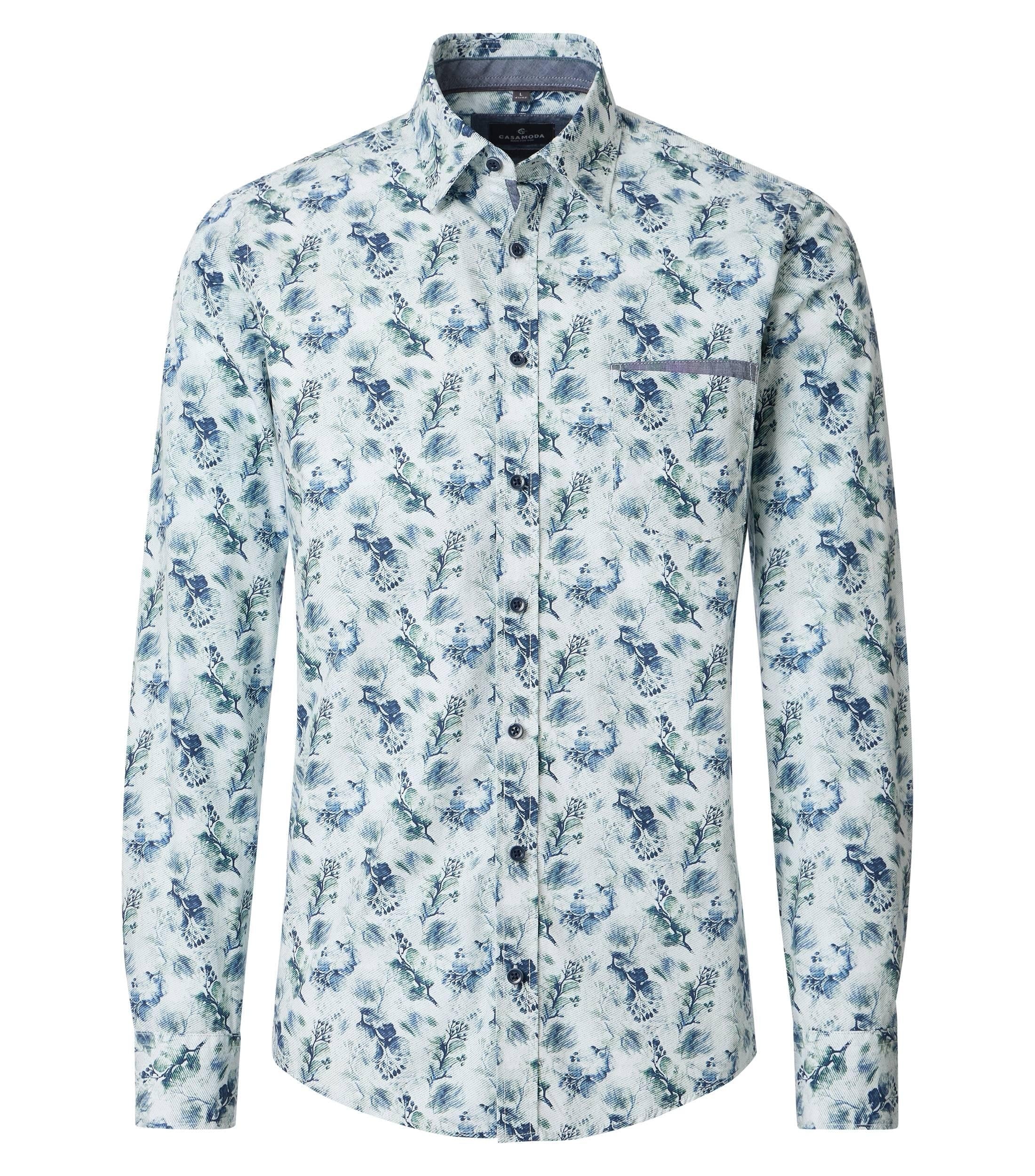Overhemd Bloemenprint Blauw