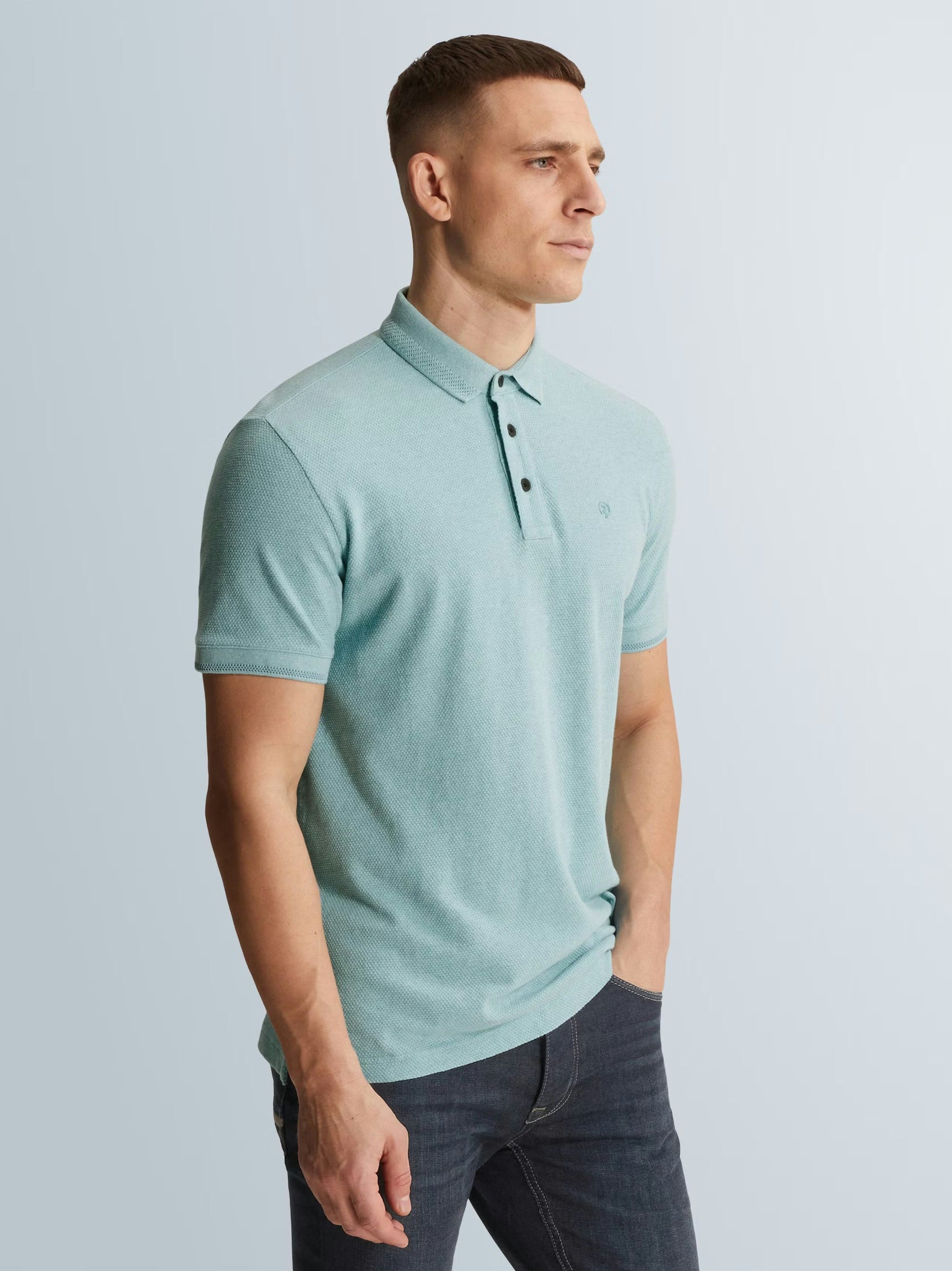 Polo Structuur Slim Fit Blauw