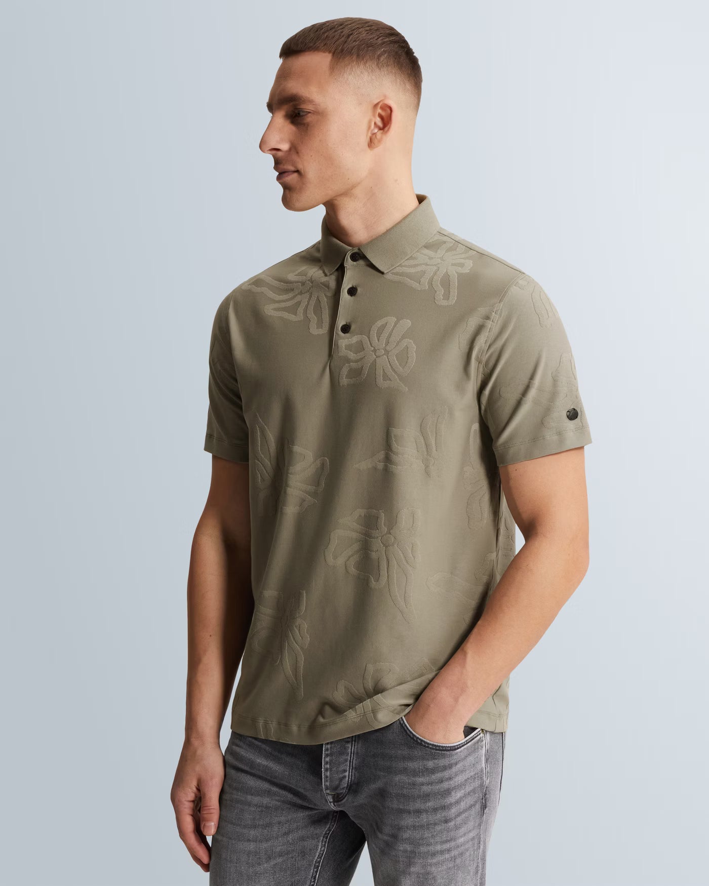 Groene polo met jacquard patroon Vetiver